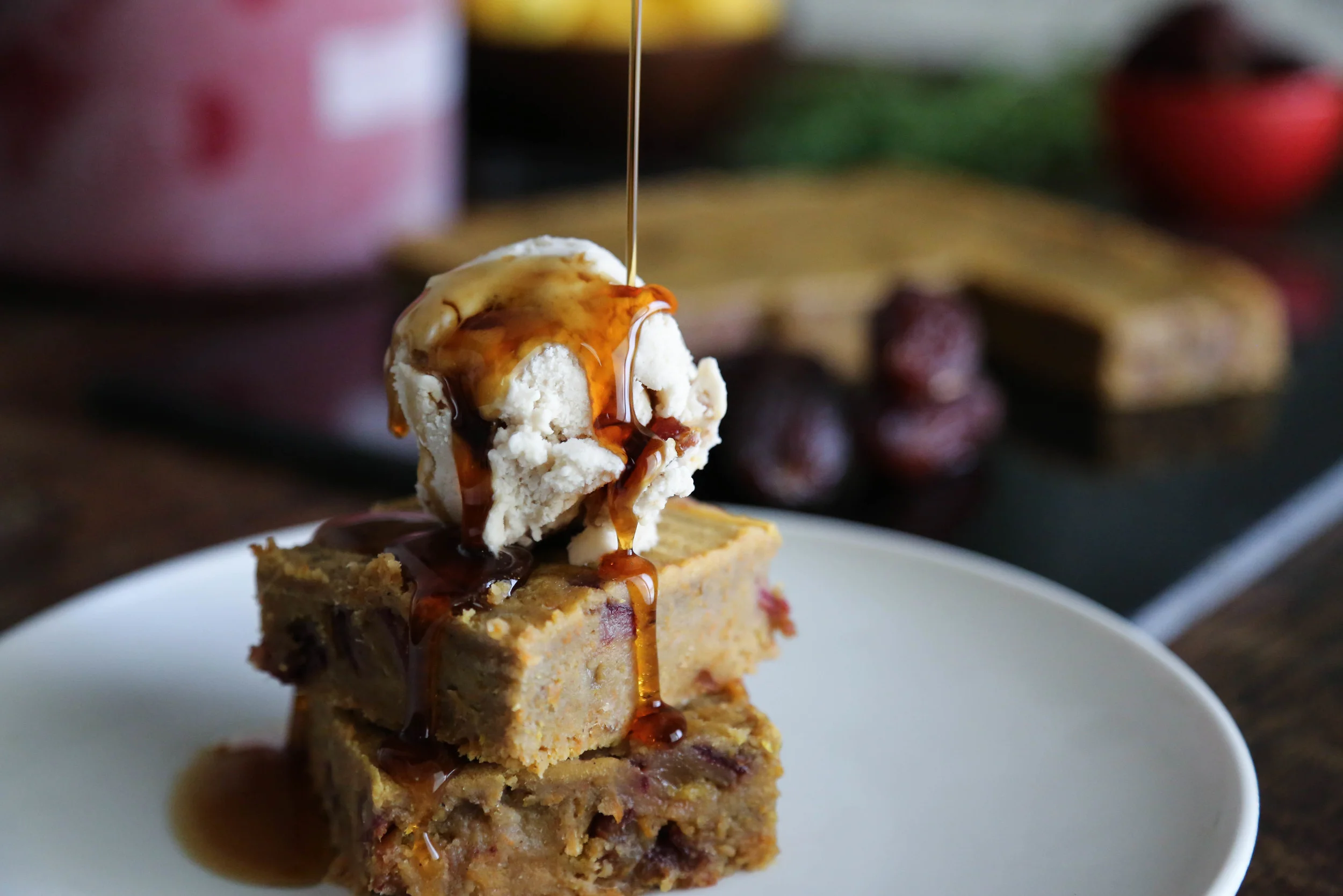 Vegan & Gluten-Free Decadence {Root Vegetable Sticky Pudding Topped with Date & Almond Coconut Milk Ice Cream}