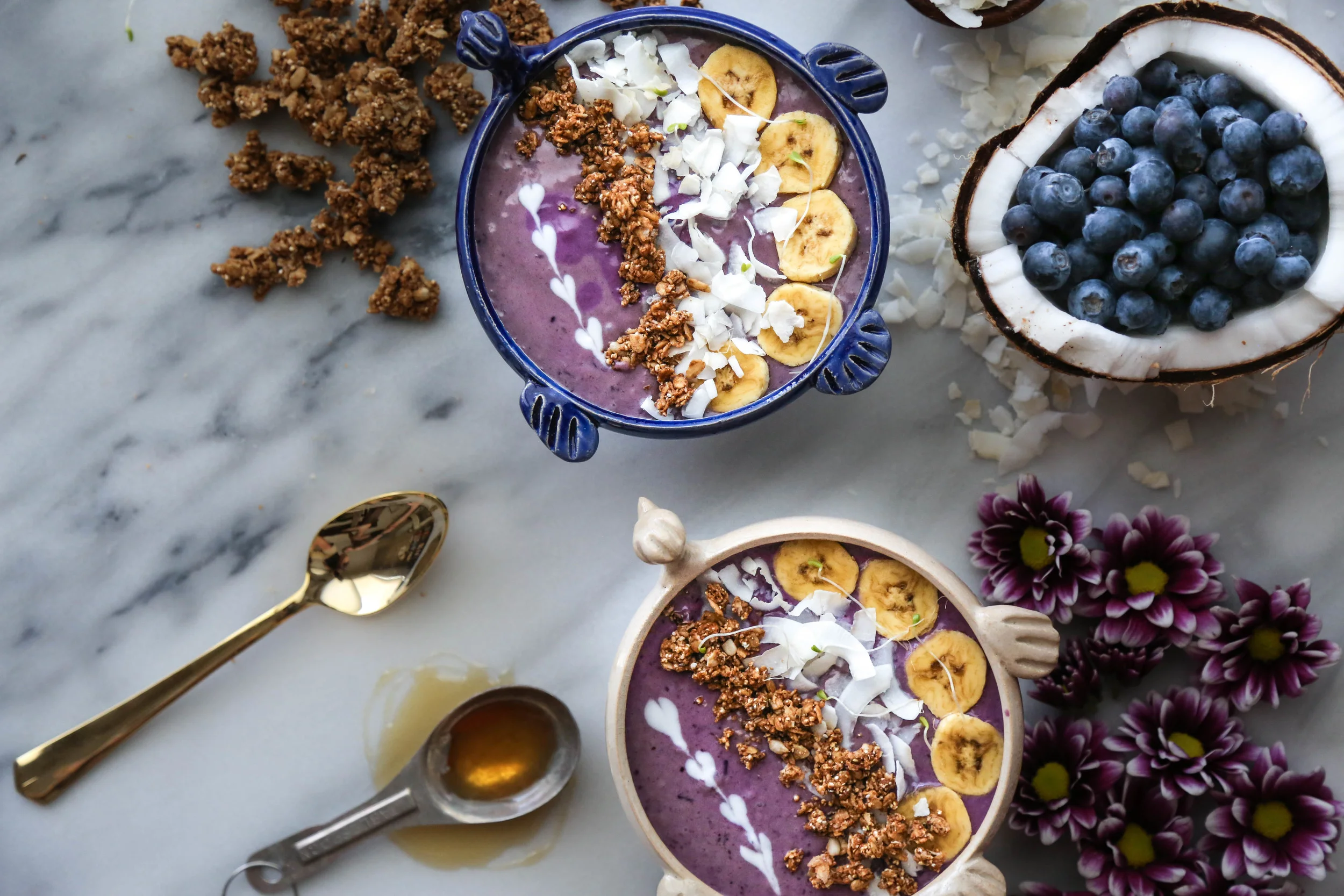 Roasted Blueberry + Coconut Smoothie Bowl