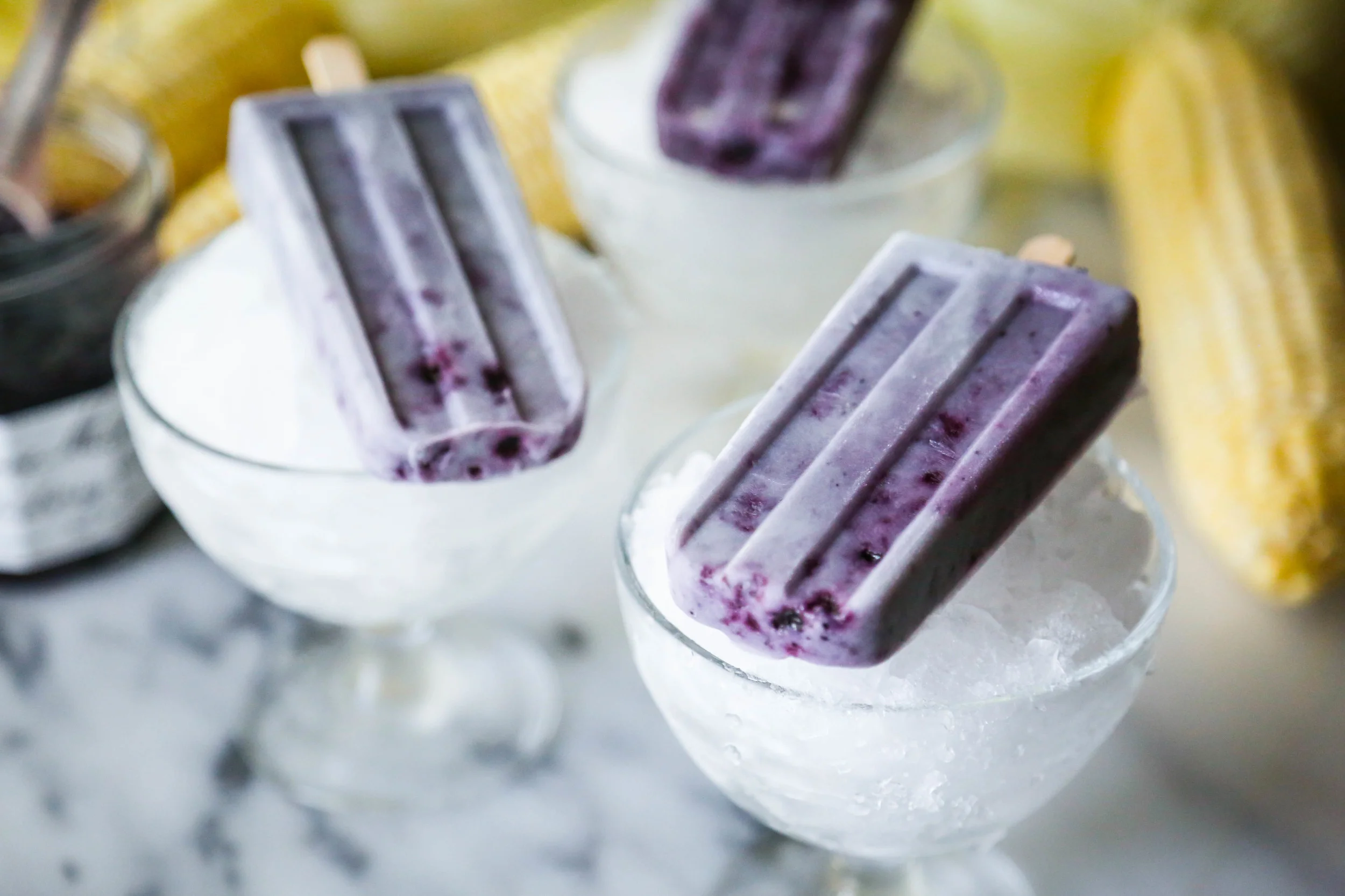 Creamy Sweet Corn + Blueberry Ice Pops (V&#x2F;GF)