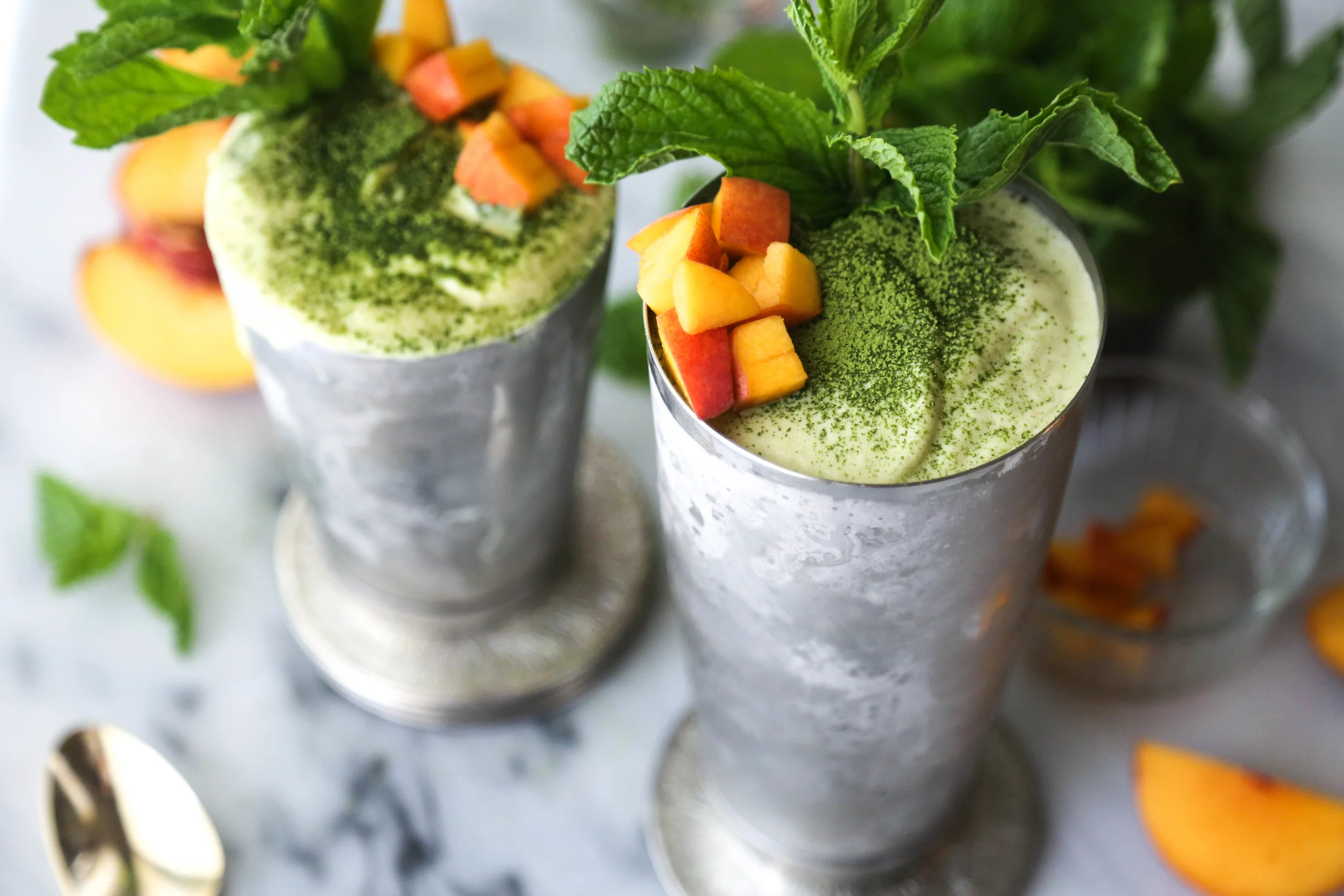 Matcha Peach Lassi