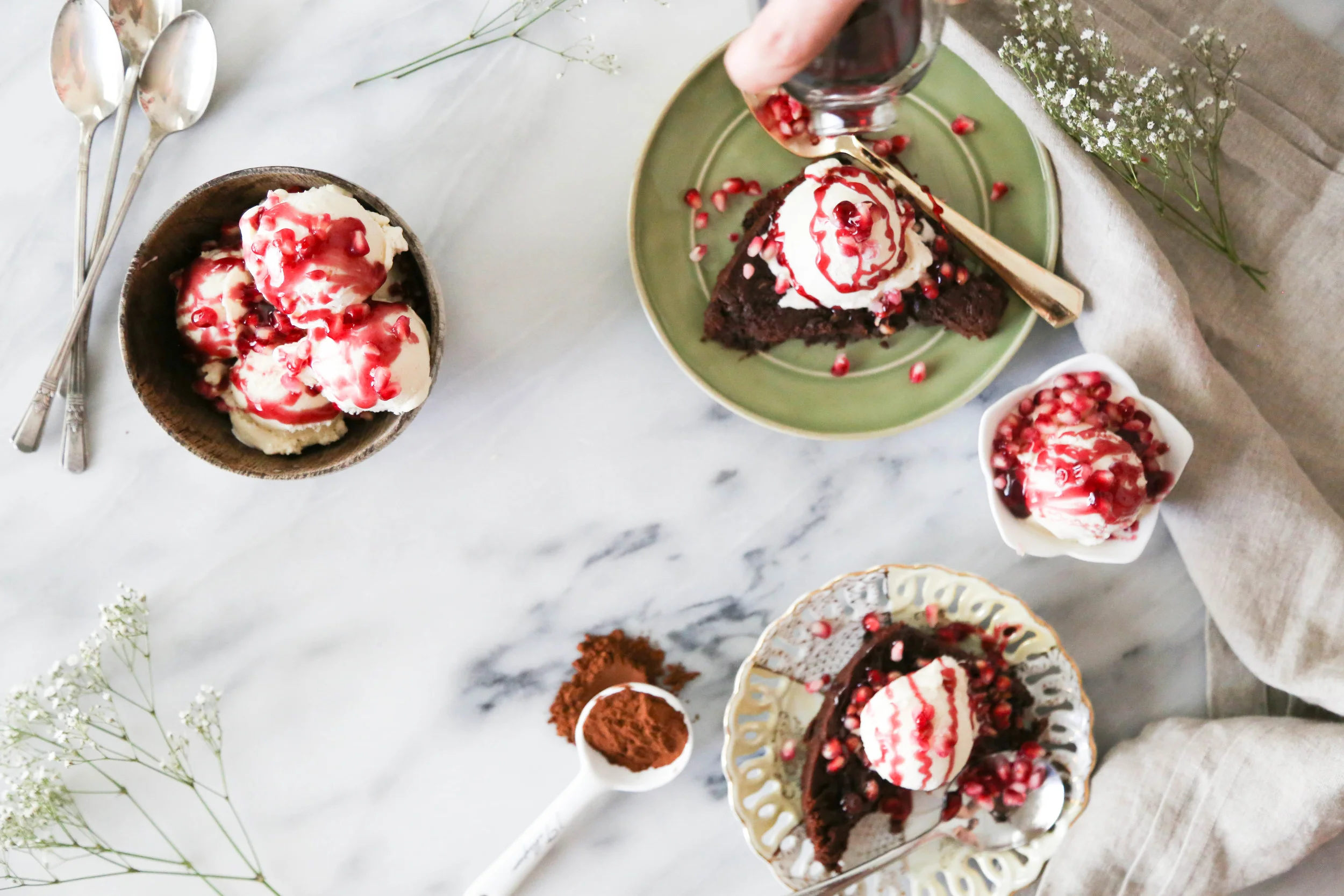 Pomegranate Chocolate Skillet Cake