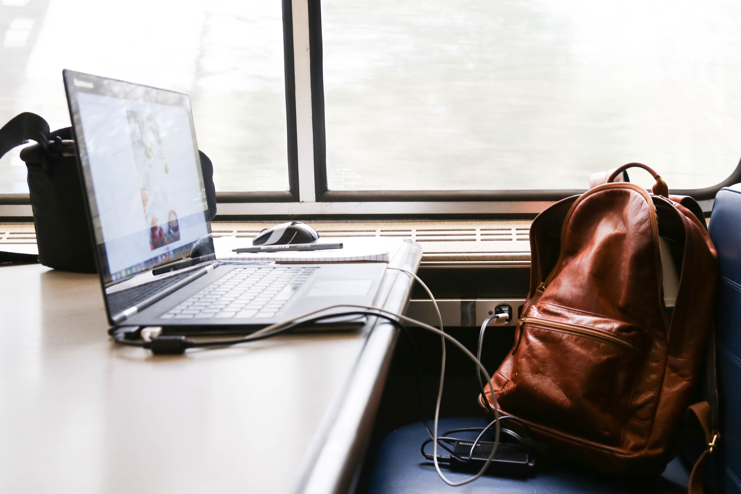 My makeshift office on the train!