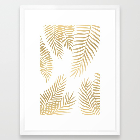 Gold Palm Leaves Framed Print 20x26" $75