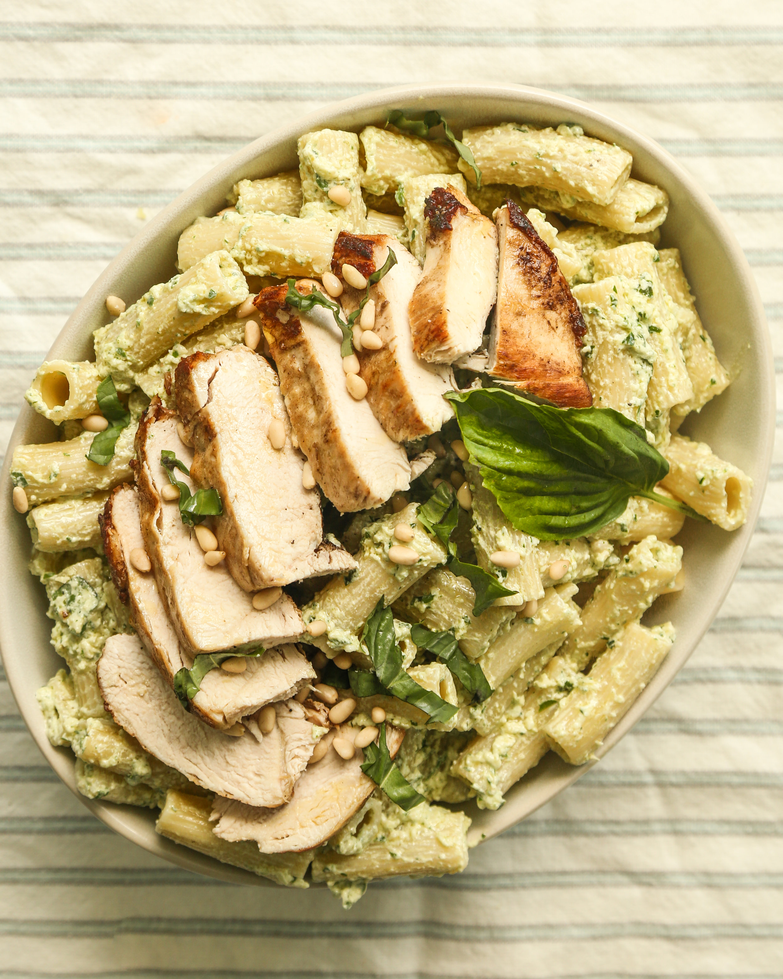 Creamy Basil Pesto Pasta with Grilled Chicken — Probably This