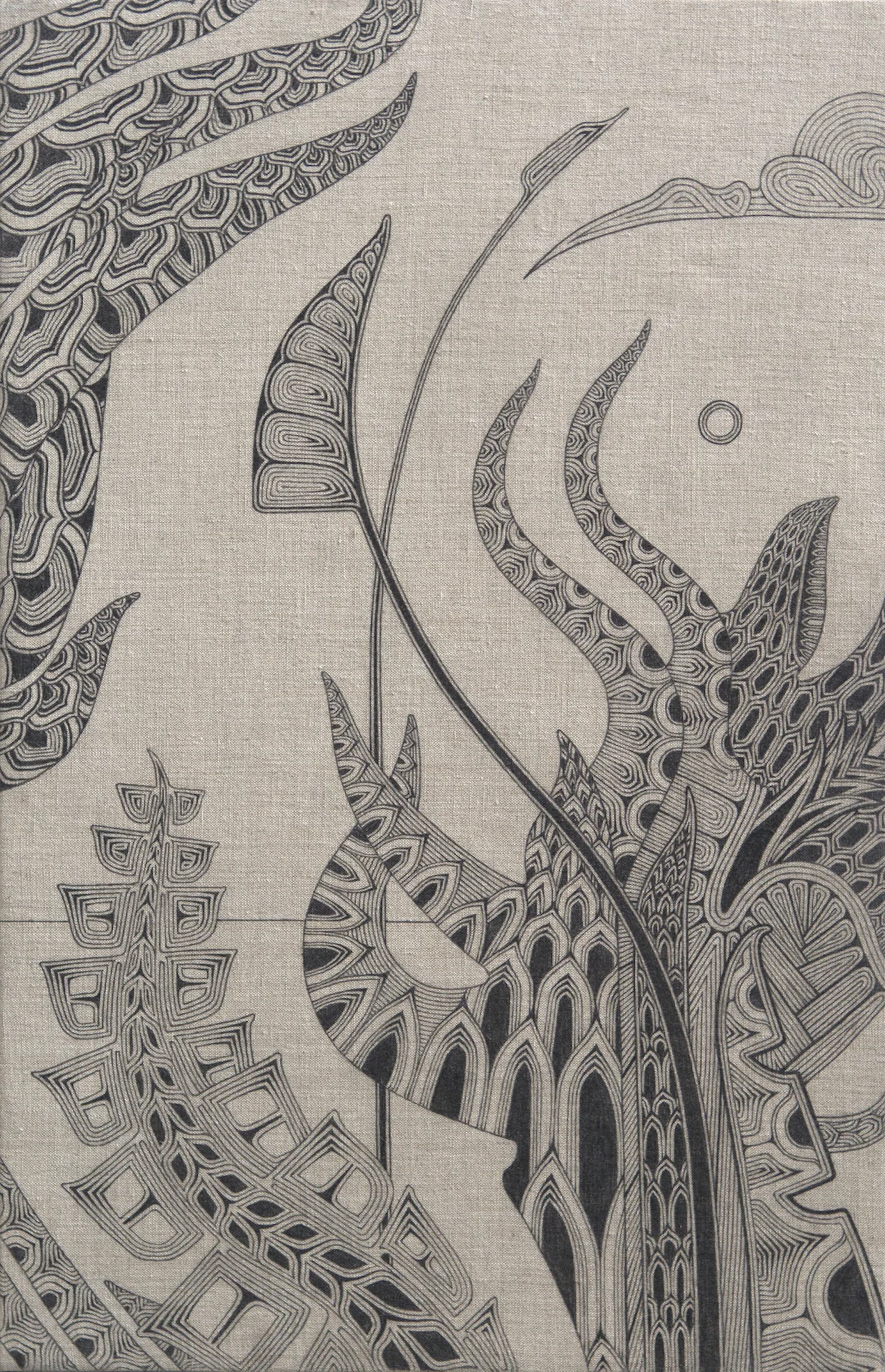   From the Morning   Graphite on Linen  26" x 17"  2016 