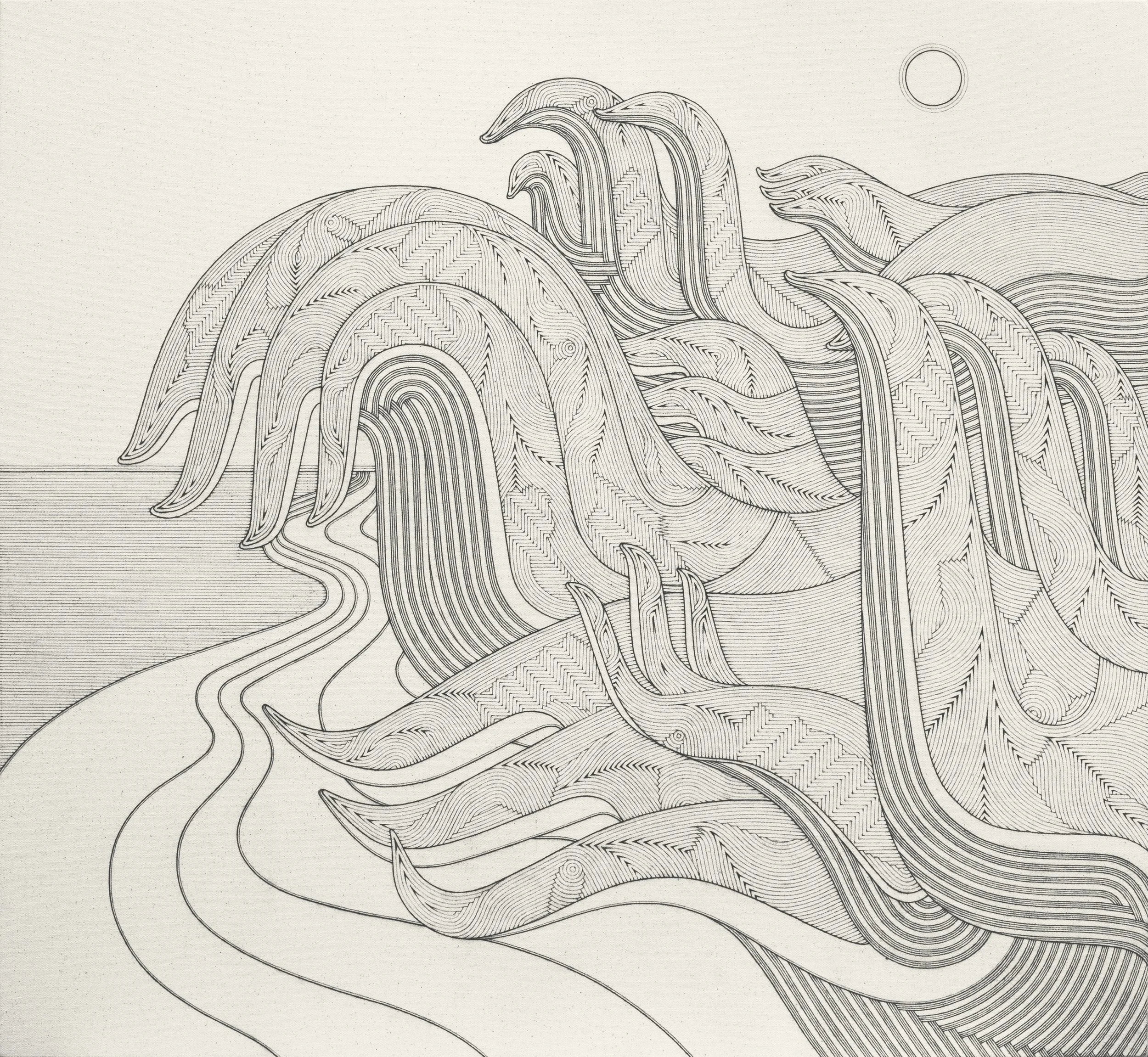   Blueprint for Swell   Graphite on Canvas  34.5” x 37.5”  2022 