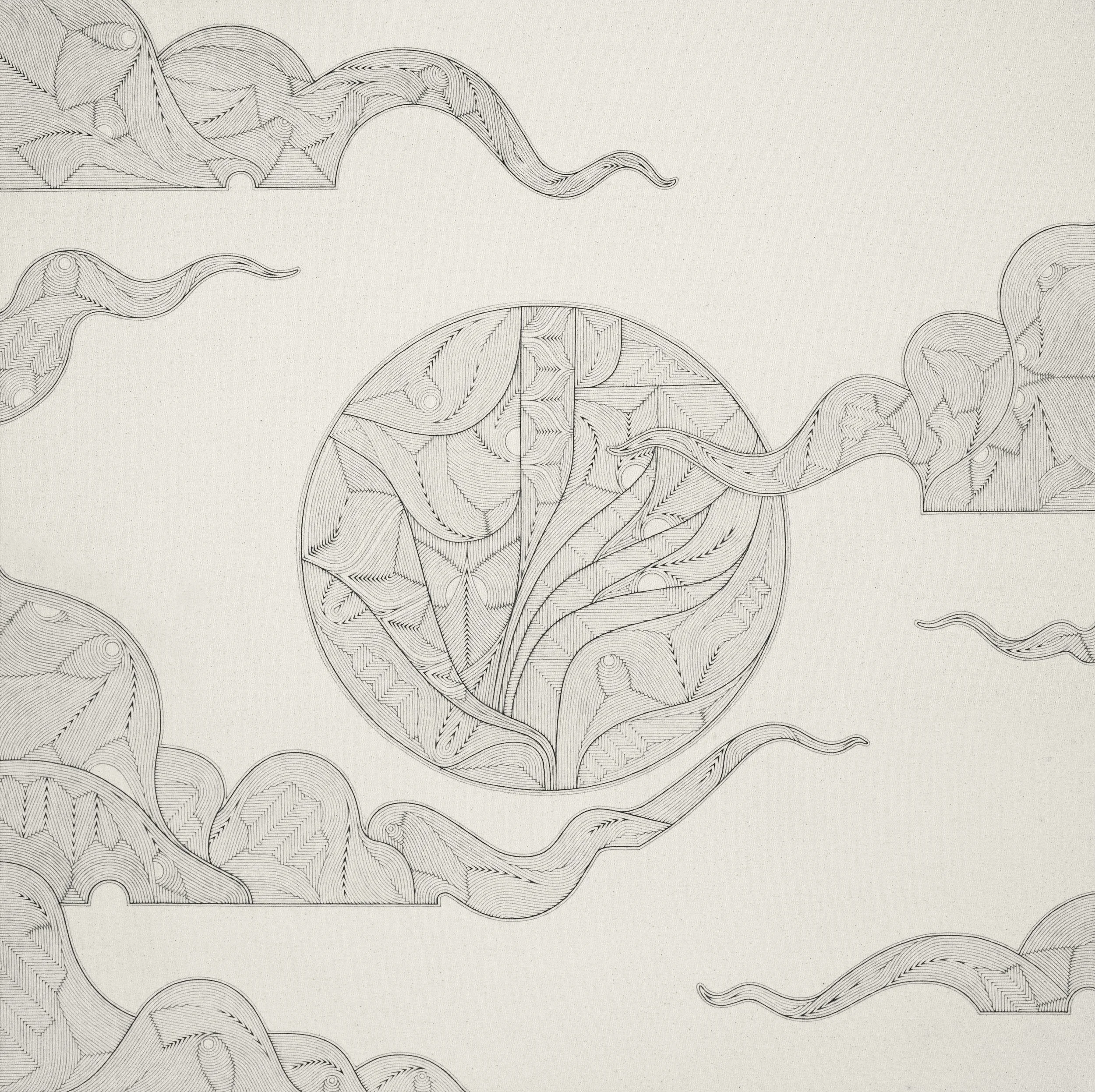   Blueprint for Moon/Cumulus   Graphite on Canvas  43.5” x 43.5”  2022     