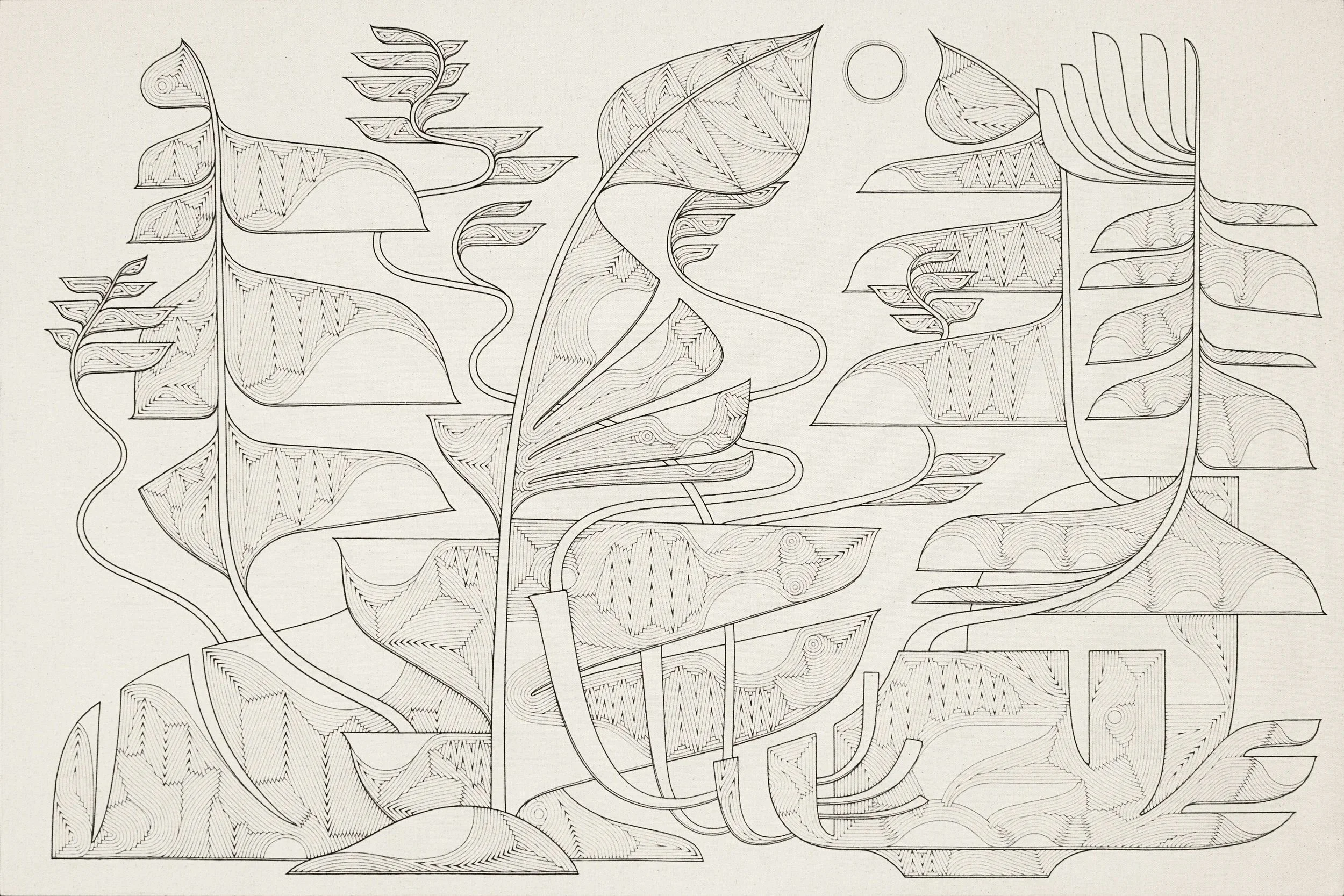   Blueprint for Mycorrhizae 5   Graphite on Canvas  32” x 48”  2024 