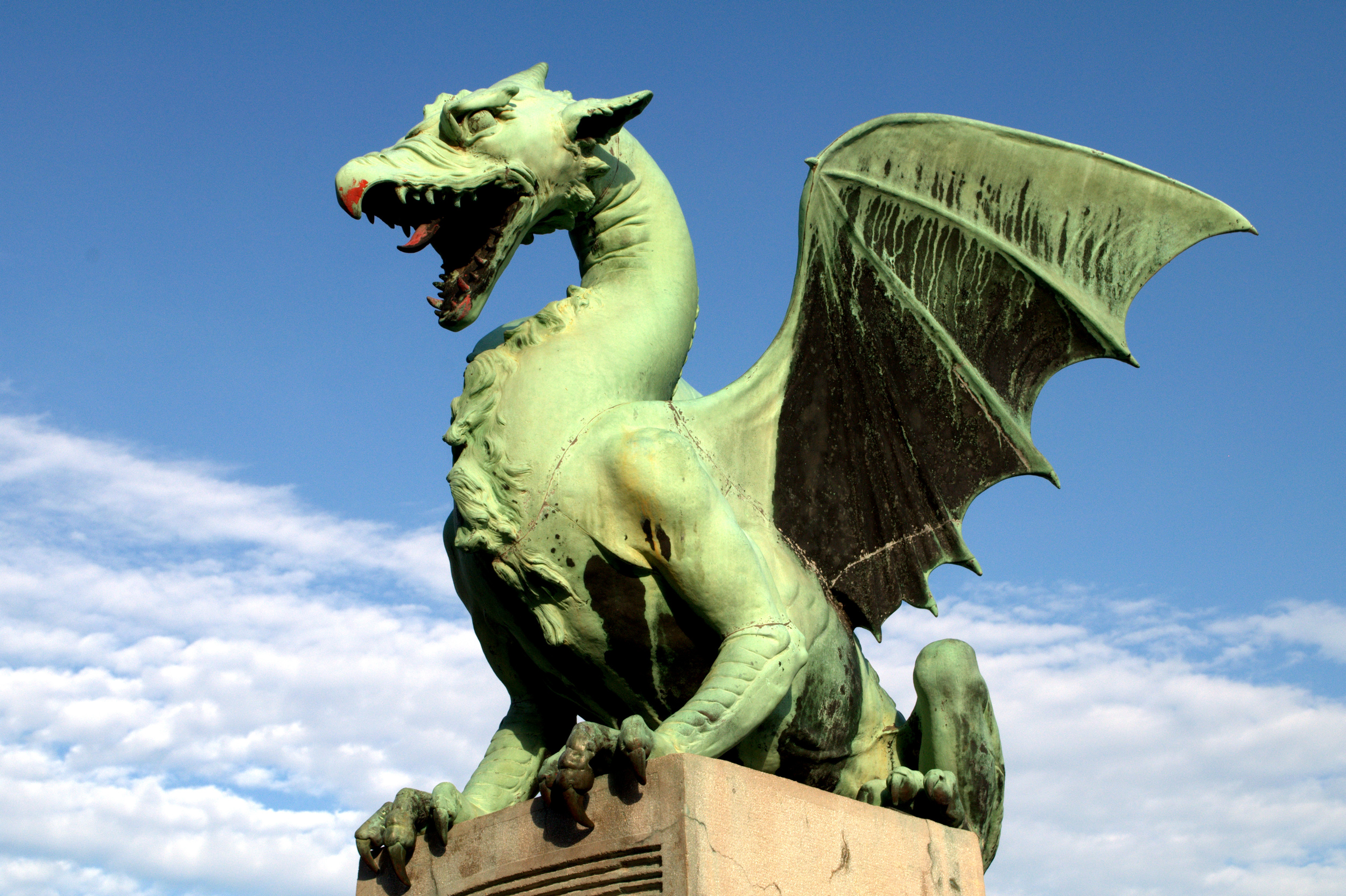 The Dragon Bridge. The legend is that Jason and the Argonauts founded Ljubljana and killed a dragon there.