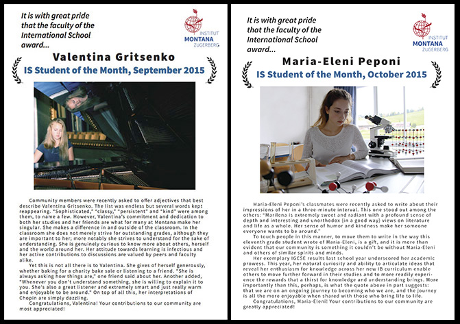 Designs for Institut Montana Zugerberg