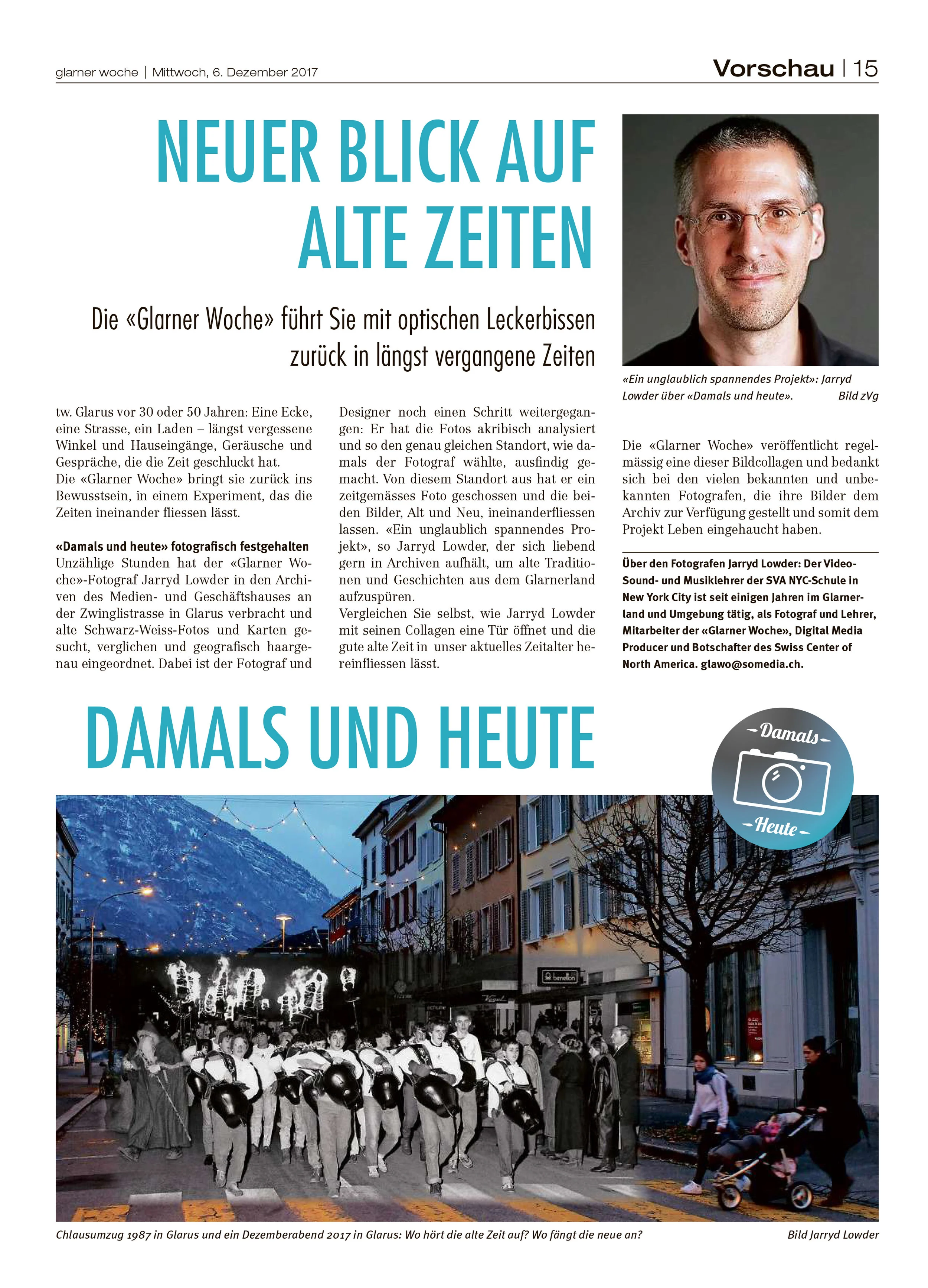 "Damals und Heute", Glarner Woche