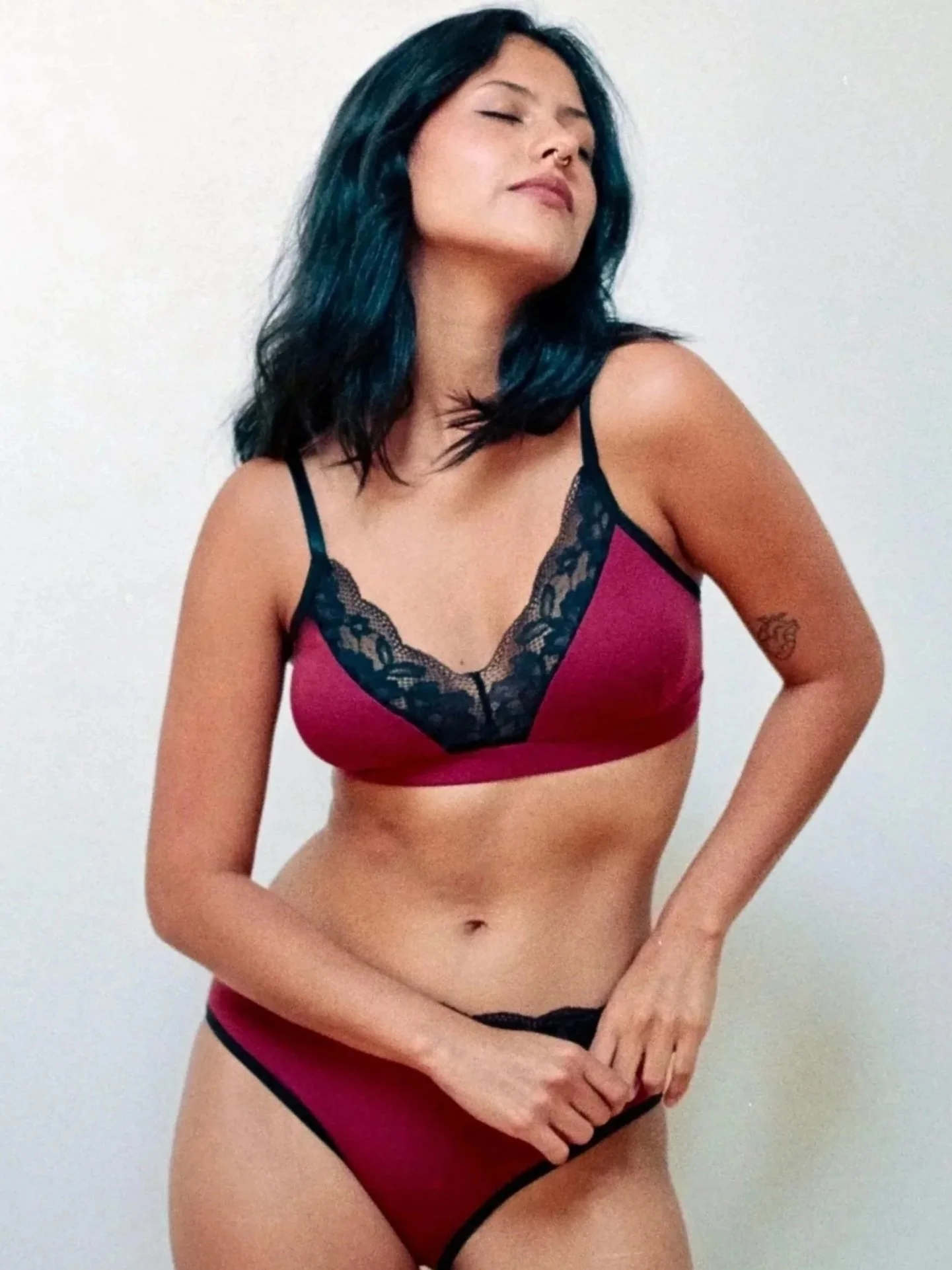 'Calla' Pale Burgundy Bamboo/Cotton Adjustable Back Bra with Removable Padding