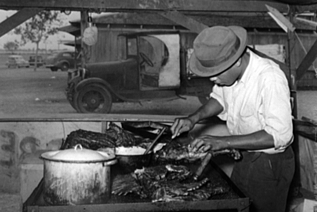 Carving barbecued meat, 1937, Courtesy of the Library of Congress