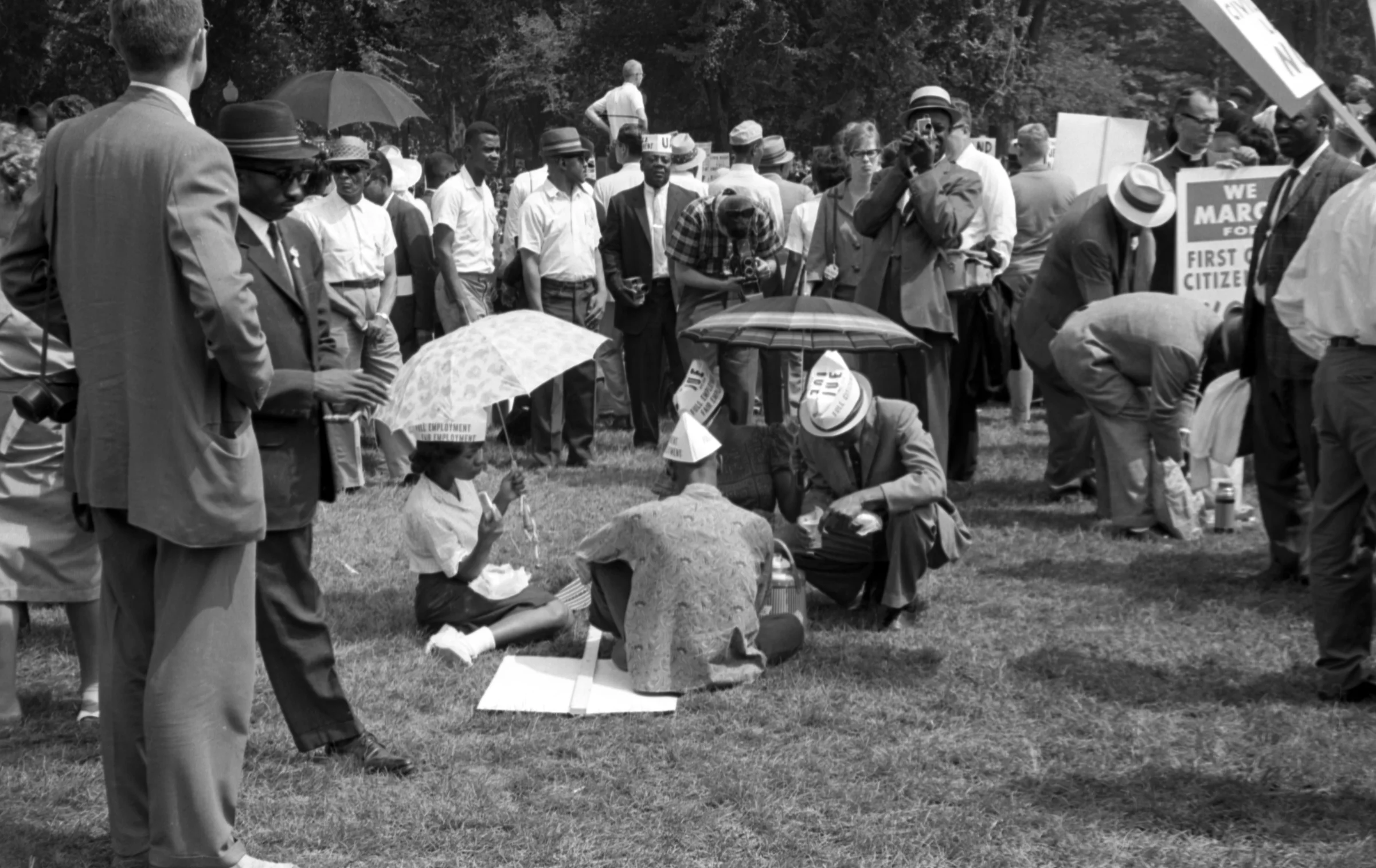 Attendees stopping to eat at the March on Washington, Courtesy of the Library of Congress