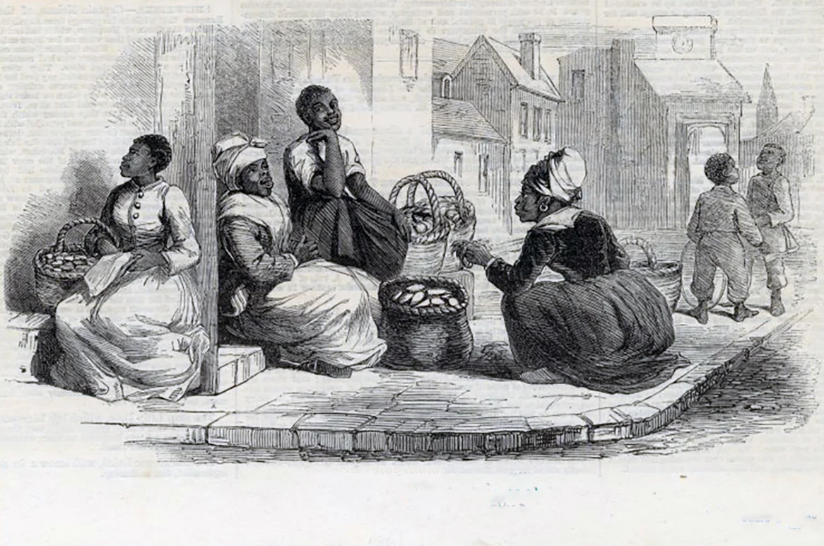 Selling sweet potatoes in Charleston, 1861, (Courtesy of the New York Public Library)