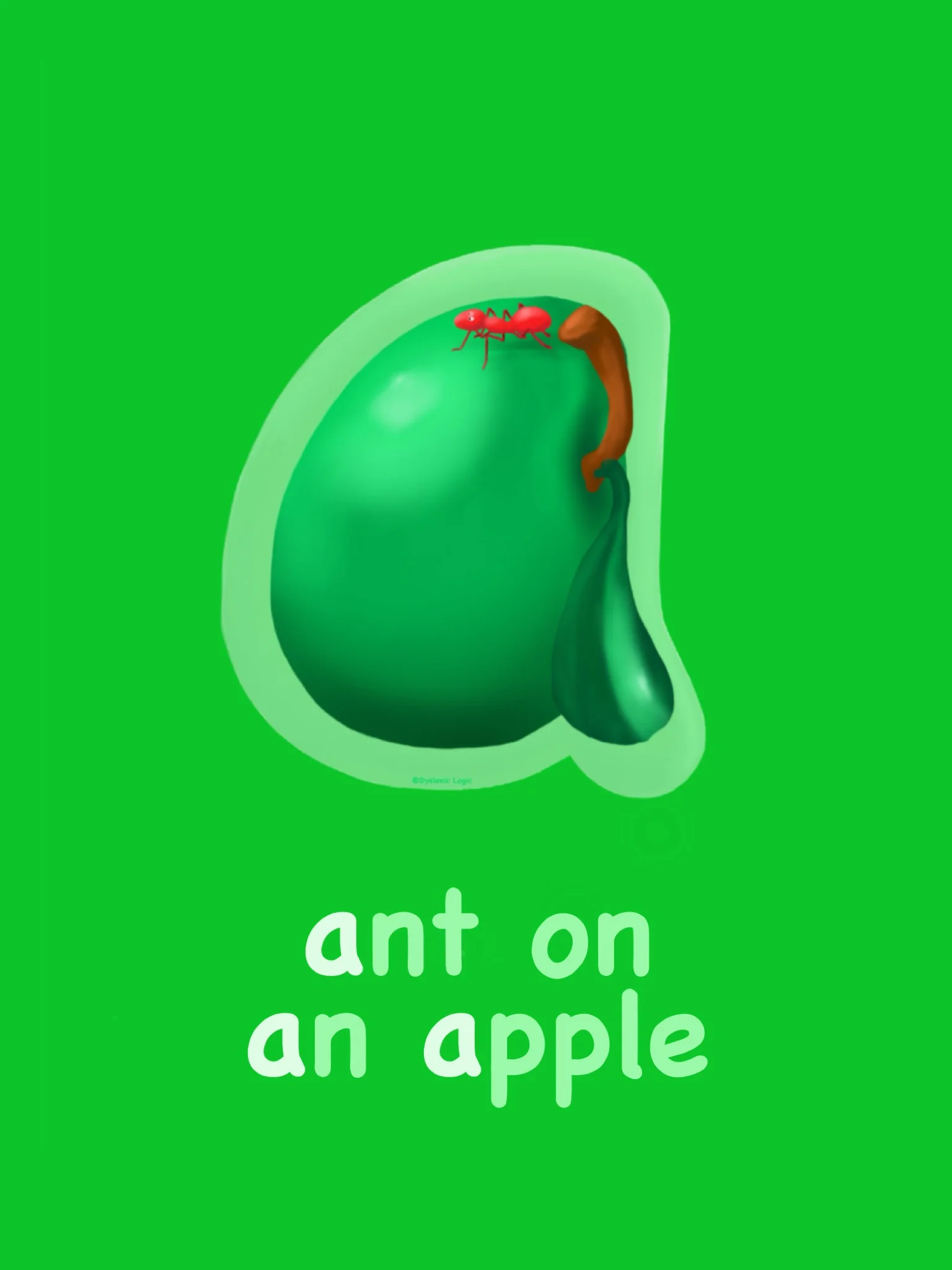 Letter A- Ant on an Apple