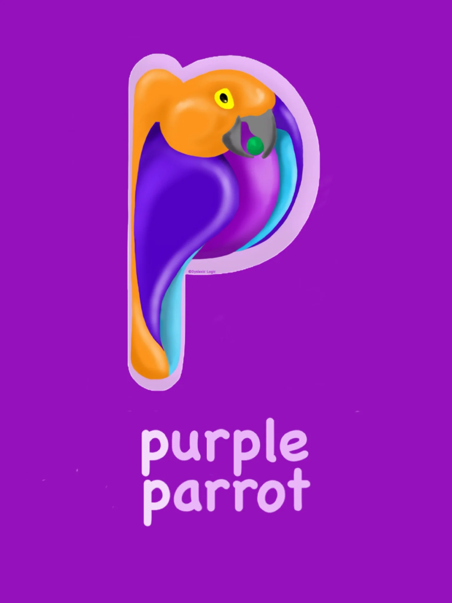 Letter P - Purple Parrot