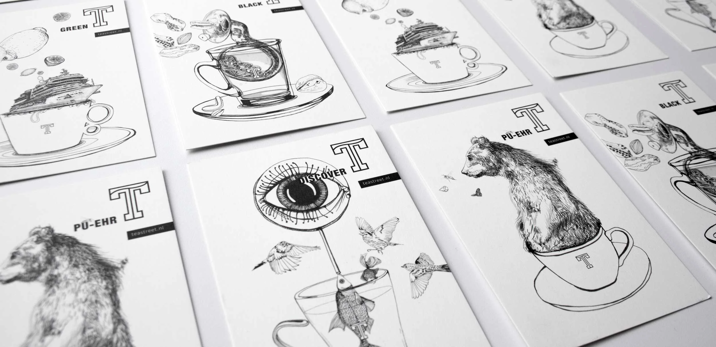 fig. 4. Postcards with illustrated tea flavours, photo: Nouch
