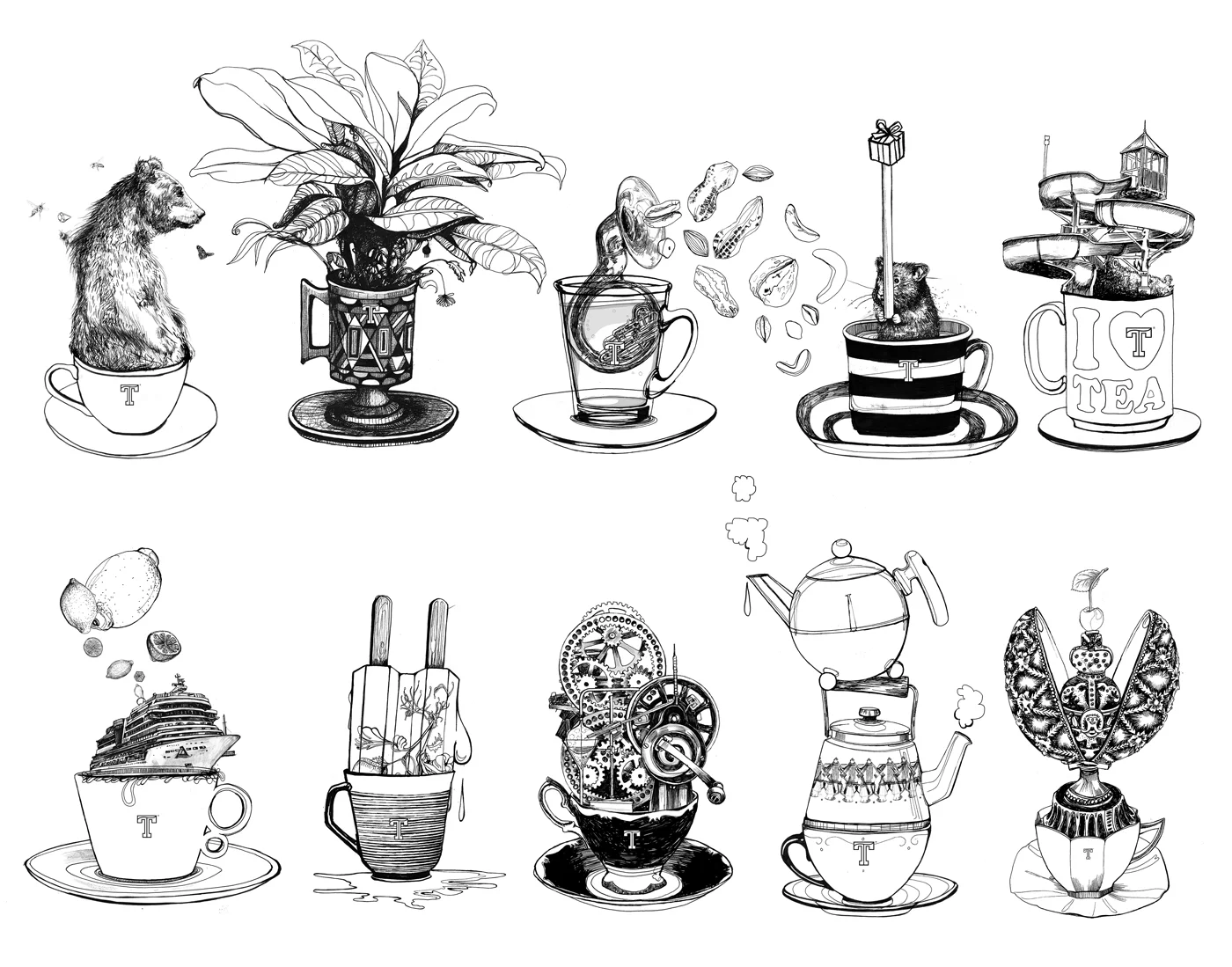 fig. 5. A selection of illustrated tea flavours and tea gifts