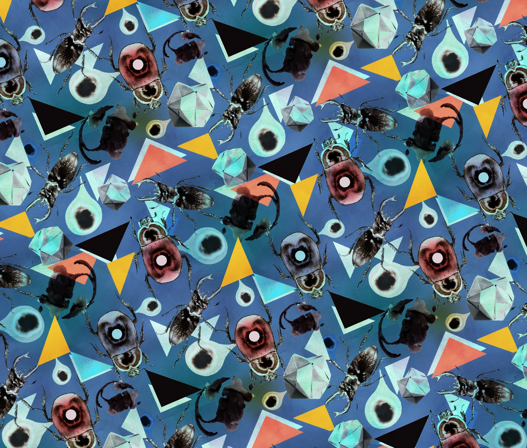 fig 1. Little creepy critters in an illustrated pattern