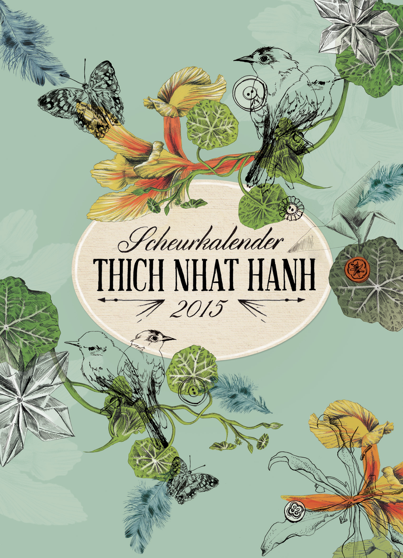fig 1. Cover illustration; birds and feathers and flowers and paper - everything that floats in the wind