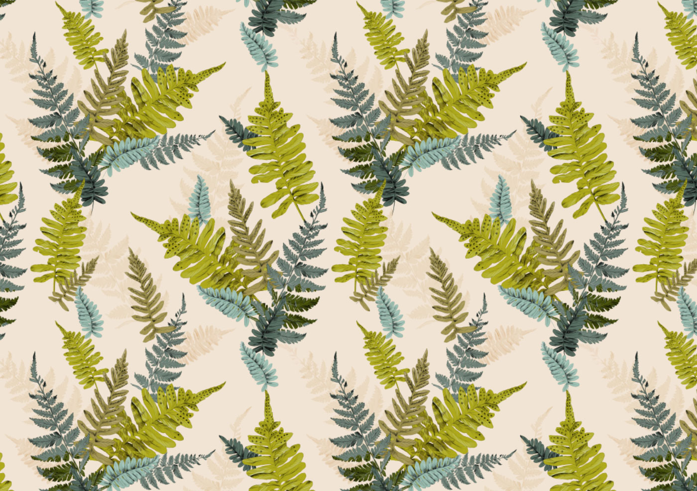 Fig. 1. Repeat Pattern fern leaves on white linen