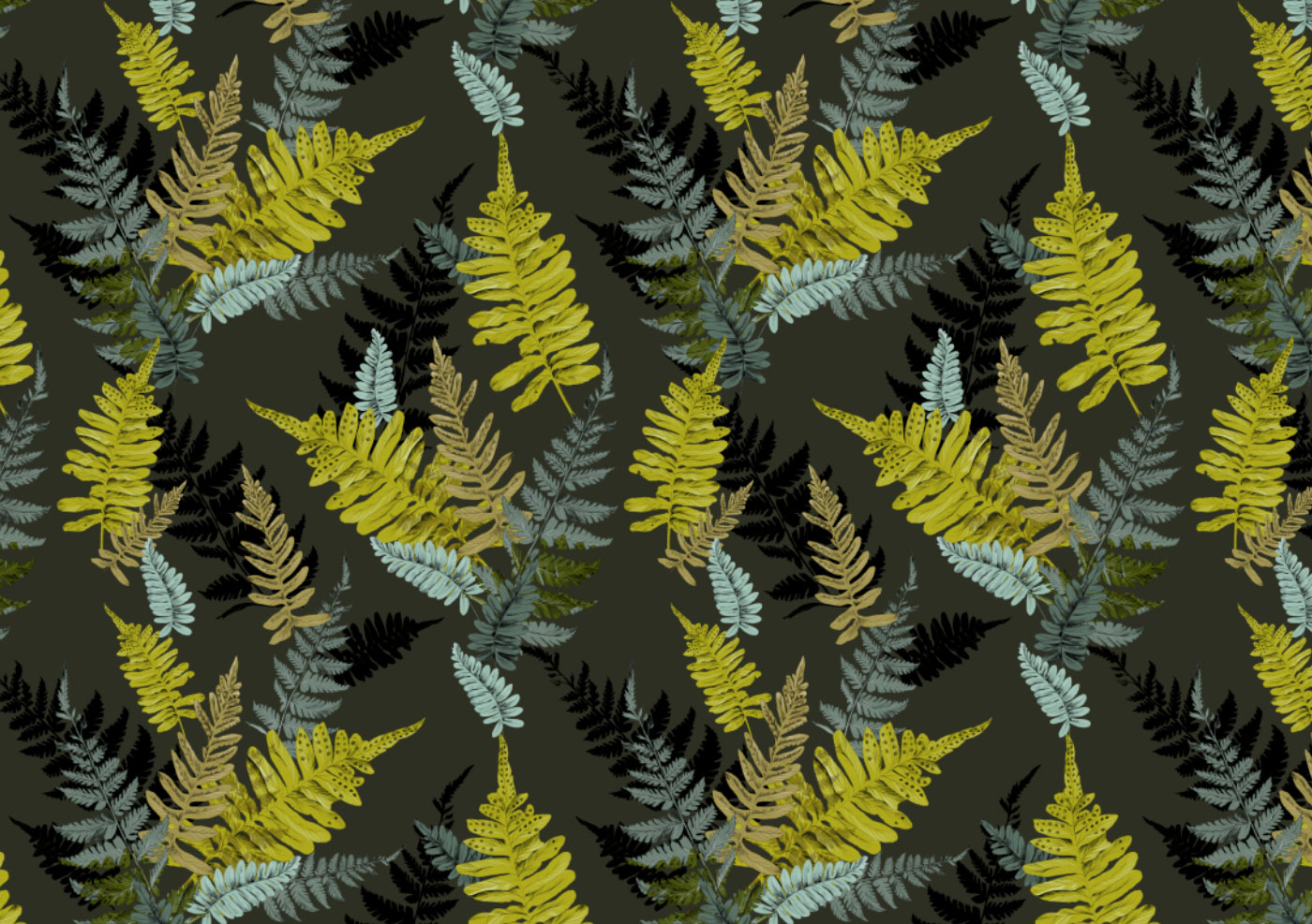 Fig. 5. Repeat pattern fern leaves on dark green