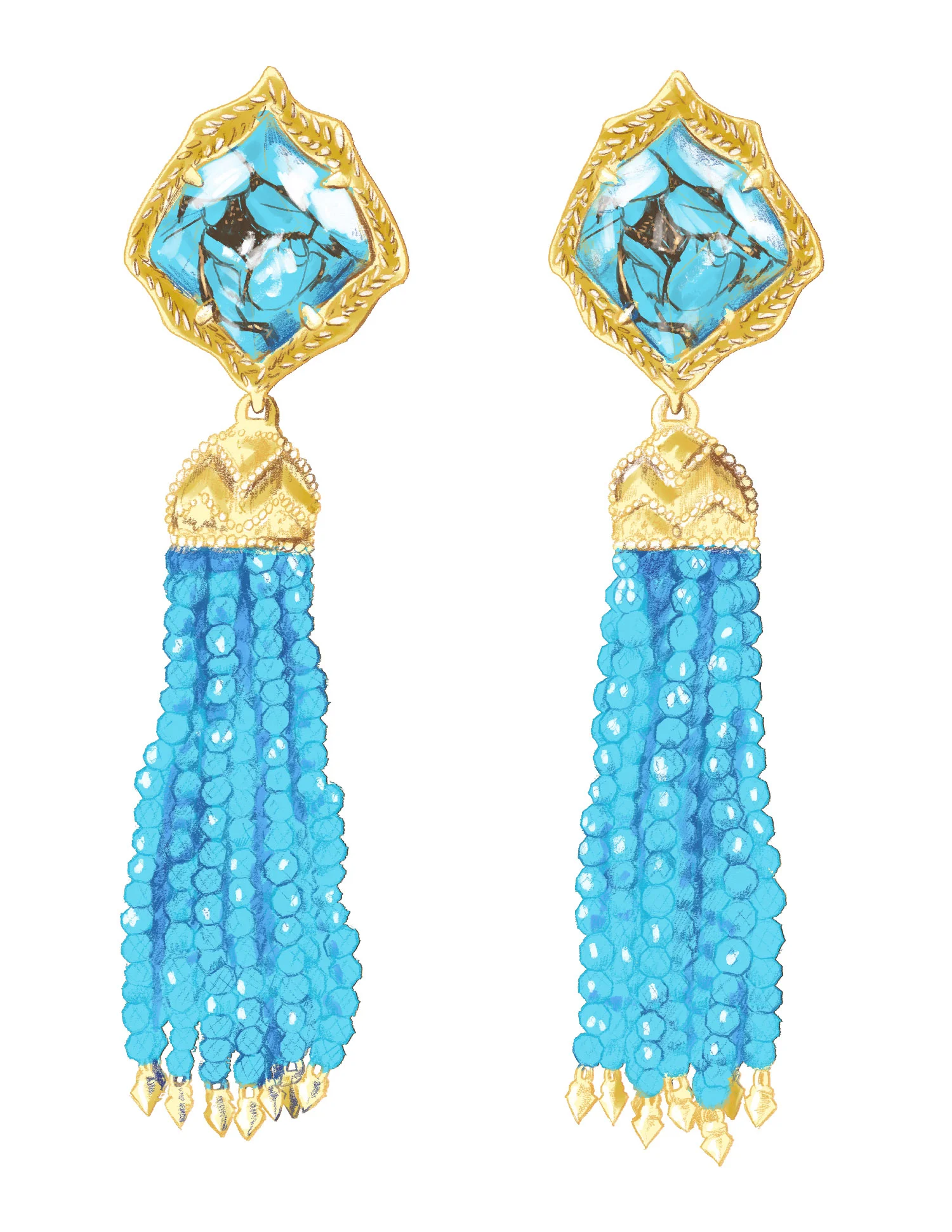fig. 7. Misha Earrings in turqoise illustration