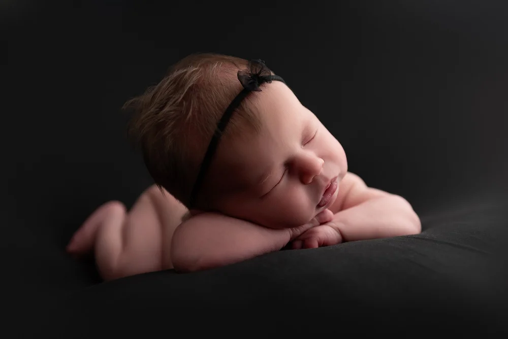 Luxury newborn portrait on dark background