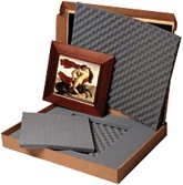 Clamshell box with foam inserts.