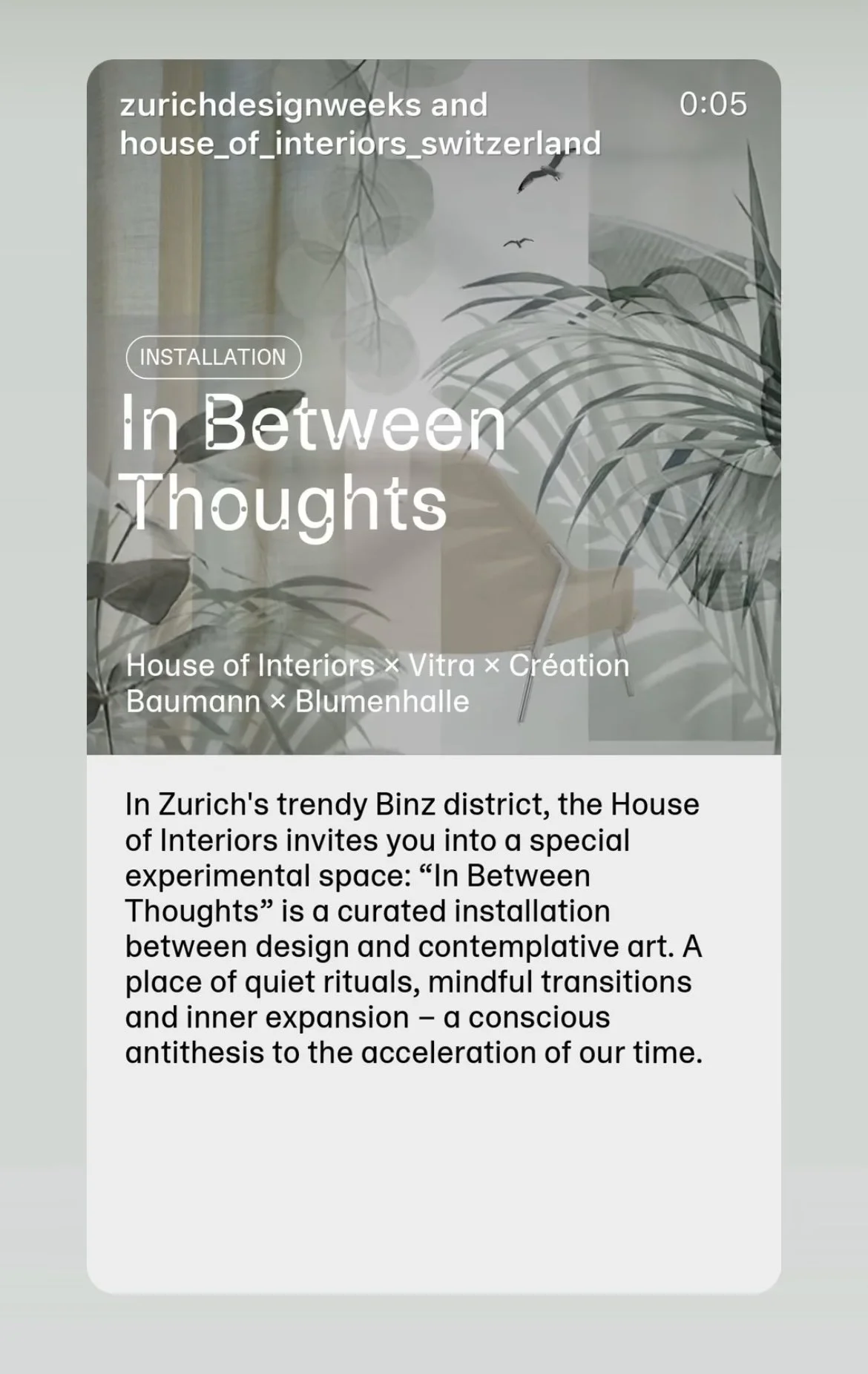 In Between Thoughts — Zurich Design Weeks feature