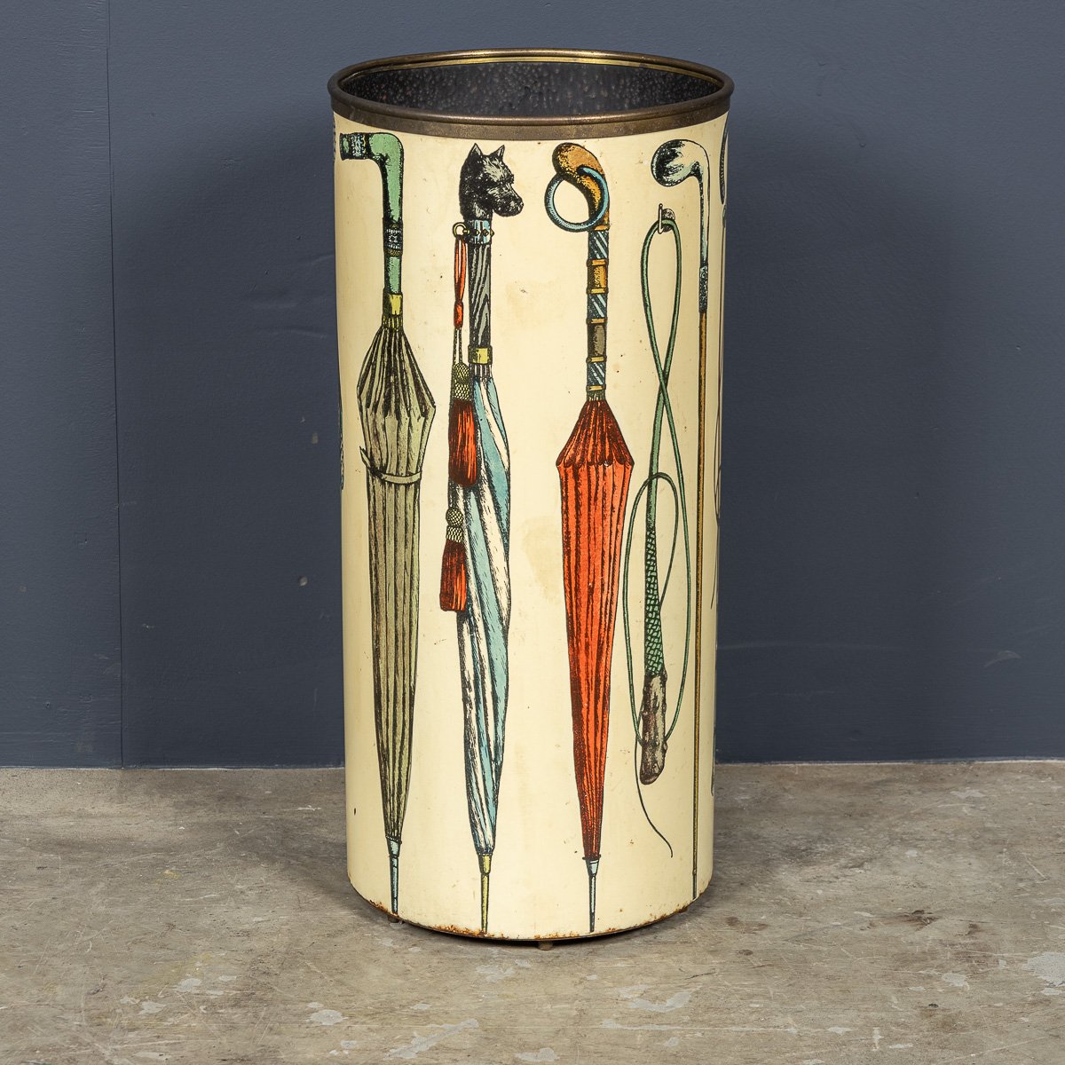 PUSHKINS.COM - D11143 - 20thC ITALIAN ROUND UMBRELLA & STICK STAND BY PIERO FORNASETTI c.1950 - 06.jpg