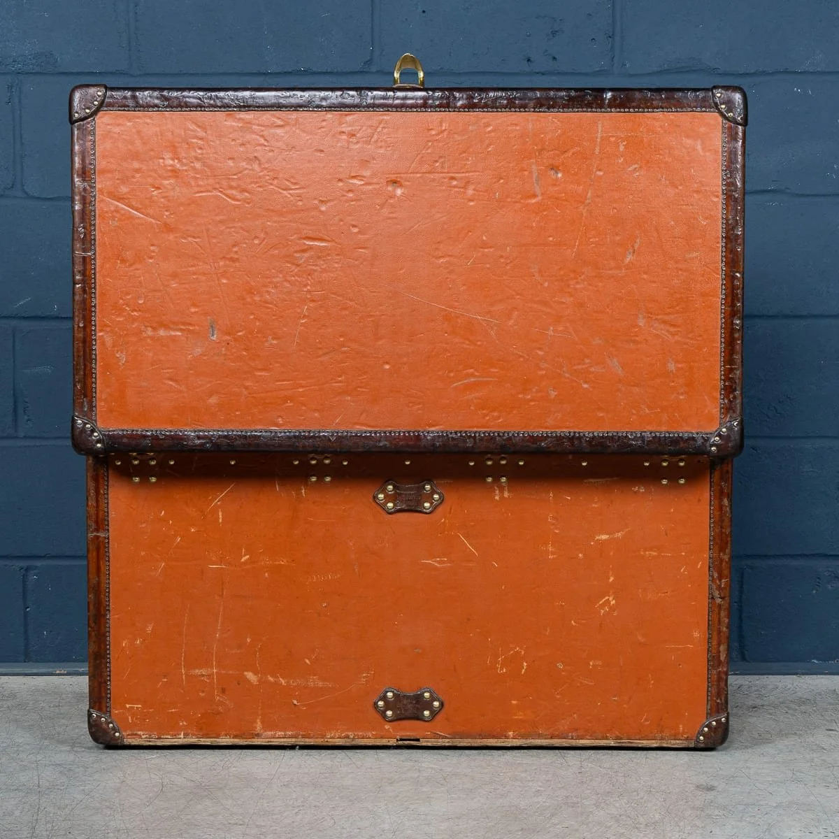 PUSHKINS.COM - B12016 - ANTIQUE 20thC LOUIS VUITTON COURIER TRUNK IN ORANGE VUITTONITE CANVAS c.1900 - 09.jpg