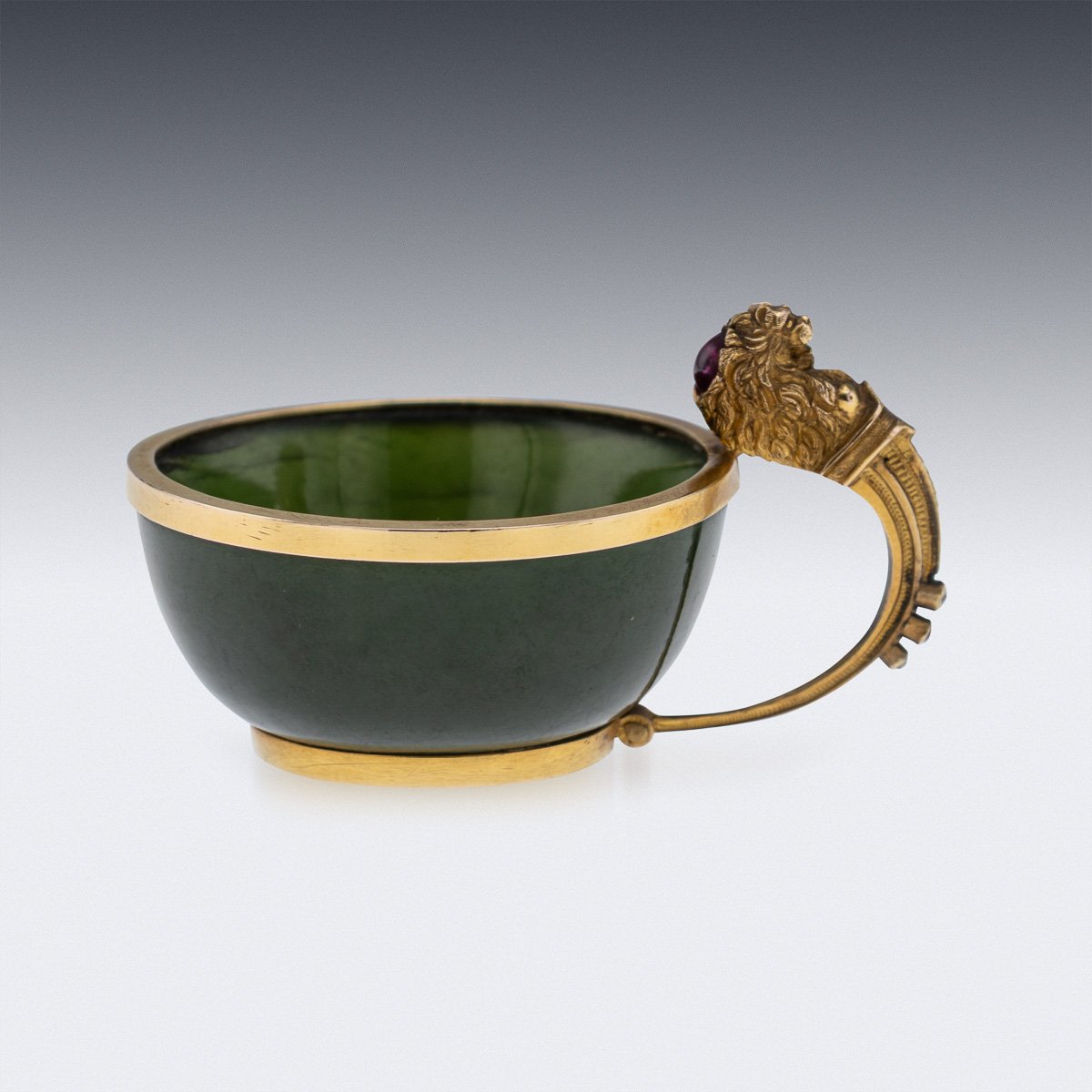 PUSHKINS.COM - J12514 - ANTIQUE 19thC FRENCH GOLD, NEPHRITE, RUBY & DIAMOND MINIATURE CUP c.1890 -05.jpg