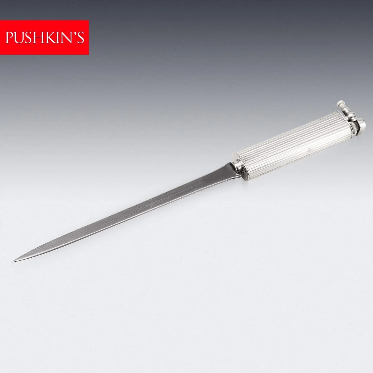 PUSHKINS.COM - Z12444 - VINTAGE 20thC SILVER PLATED LIGHTER : LETTER OPENER BY DUNHILL, MADE IN ENGLAND - 2.jpg