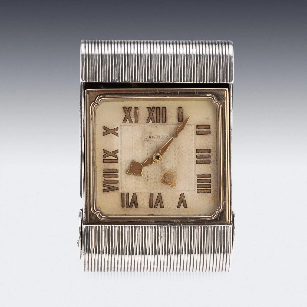 PUSHKINS.COM - J11496 - ANTIQUE 20thC CARTIER SOLID SILVER TRAVEL CLOCK c.1908 - 04.jpg