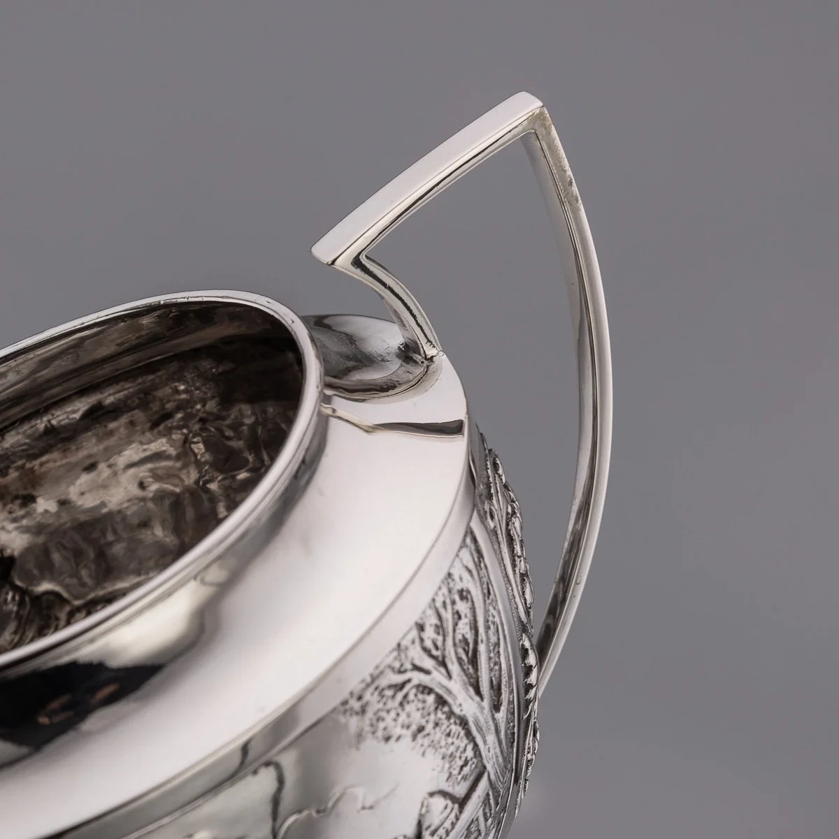 PUSHKINS.COM - A11065 - ANTIQUE 19thC INDIAN STYLE THREE PIECE SOLID SILVER TEA SET, REED & BARTON c1900 - 24.jpg