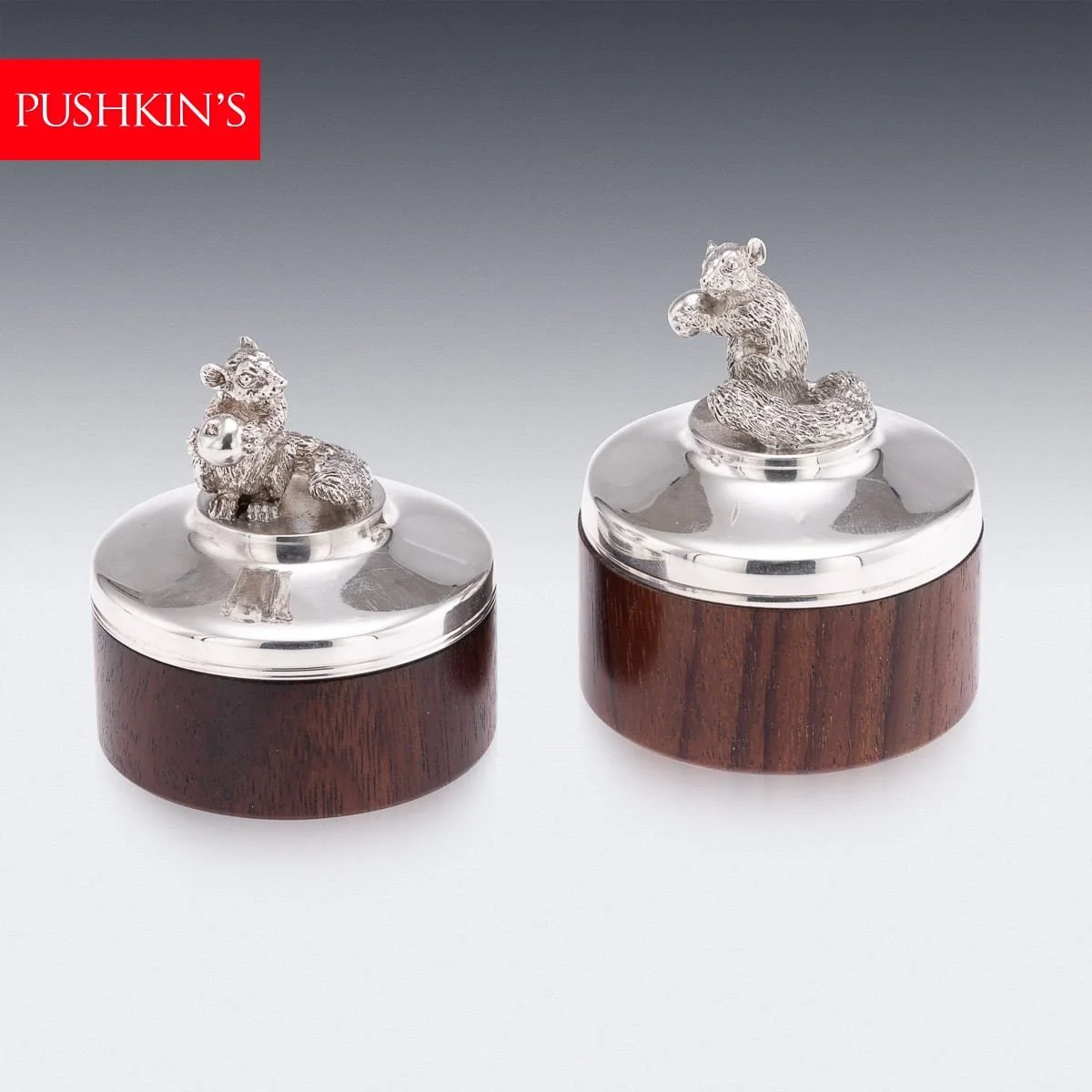 PUSHKINS.COM - J12128 - VINTAGE 20thC ENGLISH SOLID SILVER PAIR OF TRINKET BOXES BY BRIAN FULLER c.1989 - 02.jpg