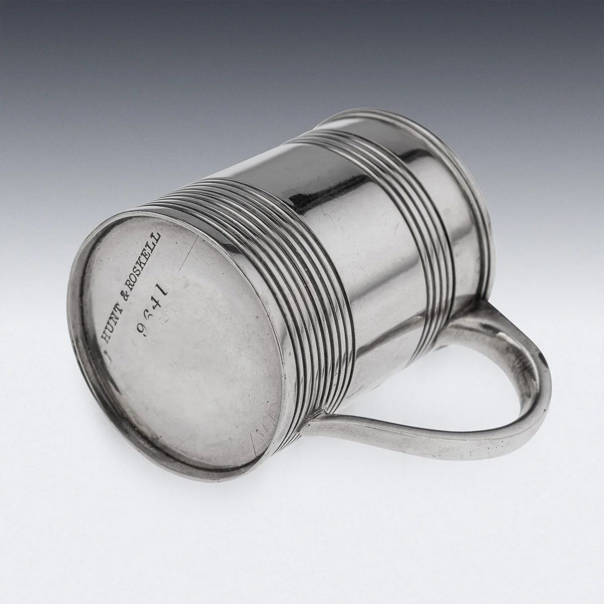 PUSHKINS.COM - J9307 - ANTIQUE 19thC VICTORIAN SOLID SILVER SIX SHOT TANKARDS, HUNT & ROSKELL c.1888 - 8.jpg
