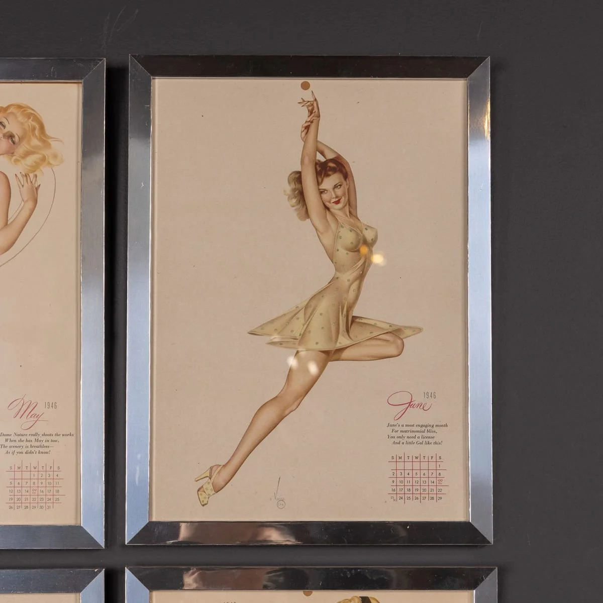 PUSHKINS.COM - Z12091 - VINTAGE 20thC AMERICAN FRAMED VARGA GIRLS CALENDAR c.1946 - 12.jpg