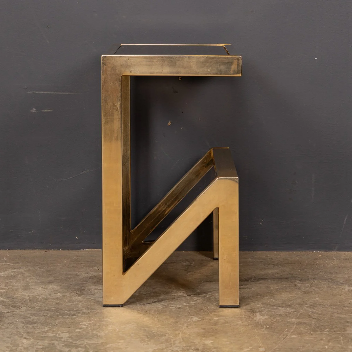 PUSHKINS.COM - Z12414 - VINTAGE 20thC BRASS, CHROME & GLASS "N" TABLE BY BELGO CHROM, BELGIUM c.1970 - 09.jpg