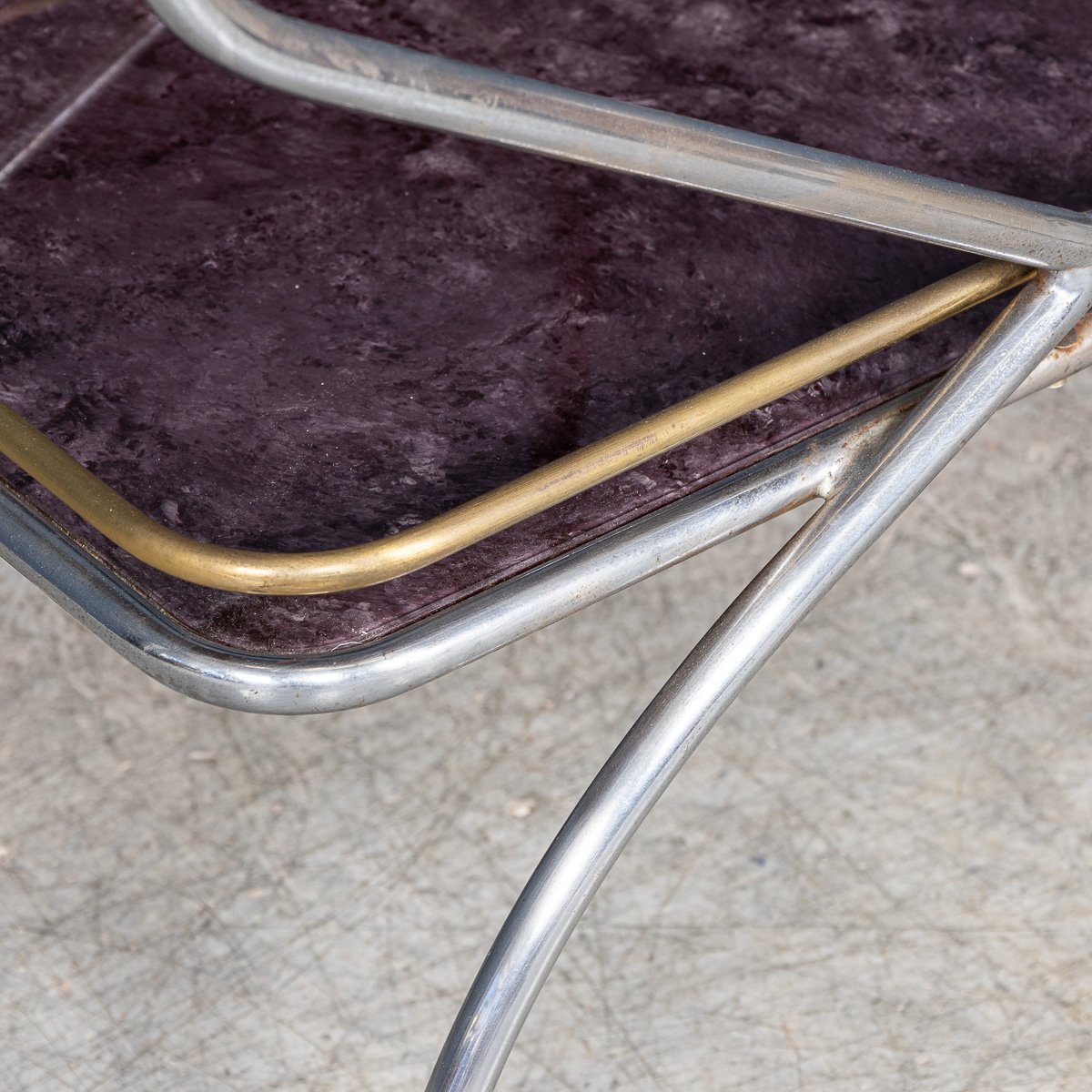 PUSHKINS.COM - B11305 - VINTAGE 20thC ITALIAN STEEL & GLASS DRINKS TROLLEY WITH MARBLE EFFECT c.1980 - 17.jpg