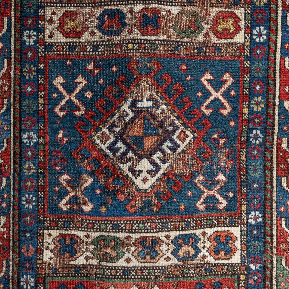 PUSHKIN'S - ANTIQUE 20thC HANDMADE KAZAK RUNNER RUG c.1920 - 3.jpg
