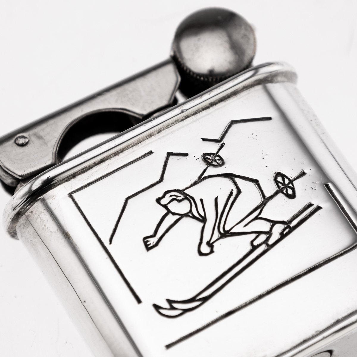 PUSHKINS.COM - J9836 - 20thC FRENCH CHROME PLATED NOVELTY 'SKIIER' LIGHTER BY ARTHUS BERTRAND c.1950 - 09.jpg