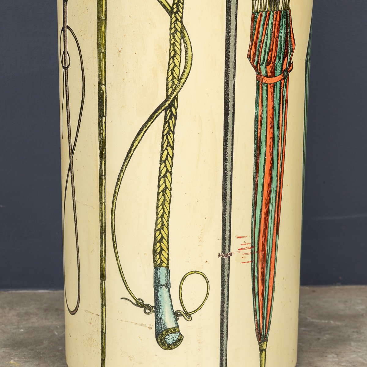 PUSHKINS.COM - D11143 - 20thC ITALIAN ROUND UMBRELLA & STICK STAND BY PIERO FORNASETTI c.1950 - 23.jpg