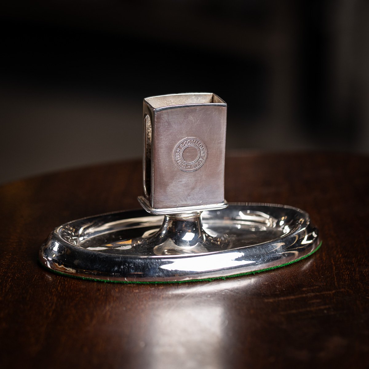 PUSHKINS.COM - D11360 - 20thC SILVER PLATE MATCHBOX HOLDER & ASHTRAY FROM RMS WINDSOR CASTLE c.1959 - 03.jpg