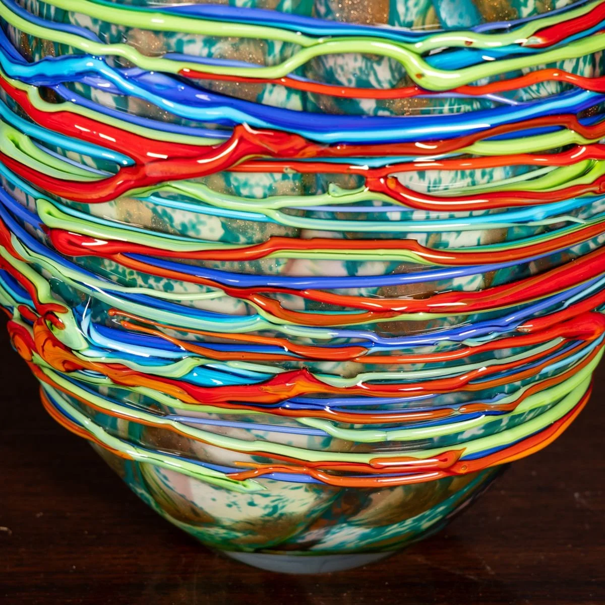 PUSHKINS.COM - B12245 - VINTAGE 20thC ITALIAN HAND BLOWN MILLEFIORI GLASS VASE, MADE IN MURANO - 10.jpg
