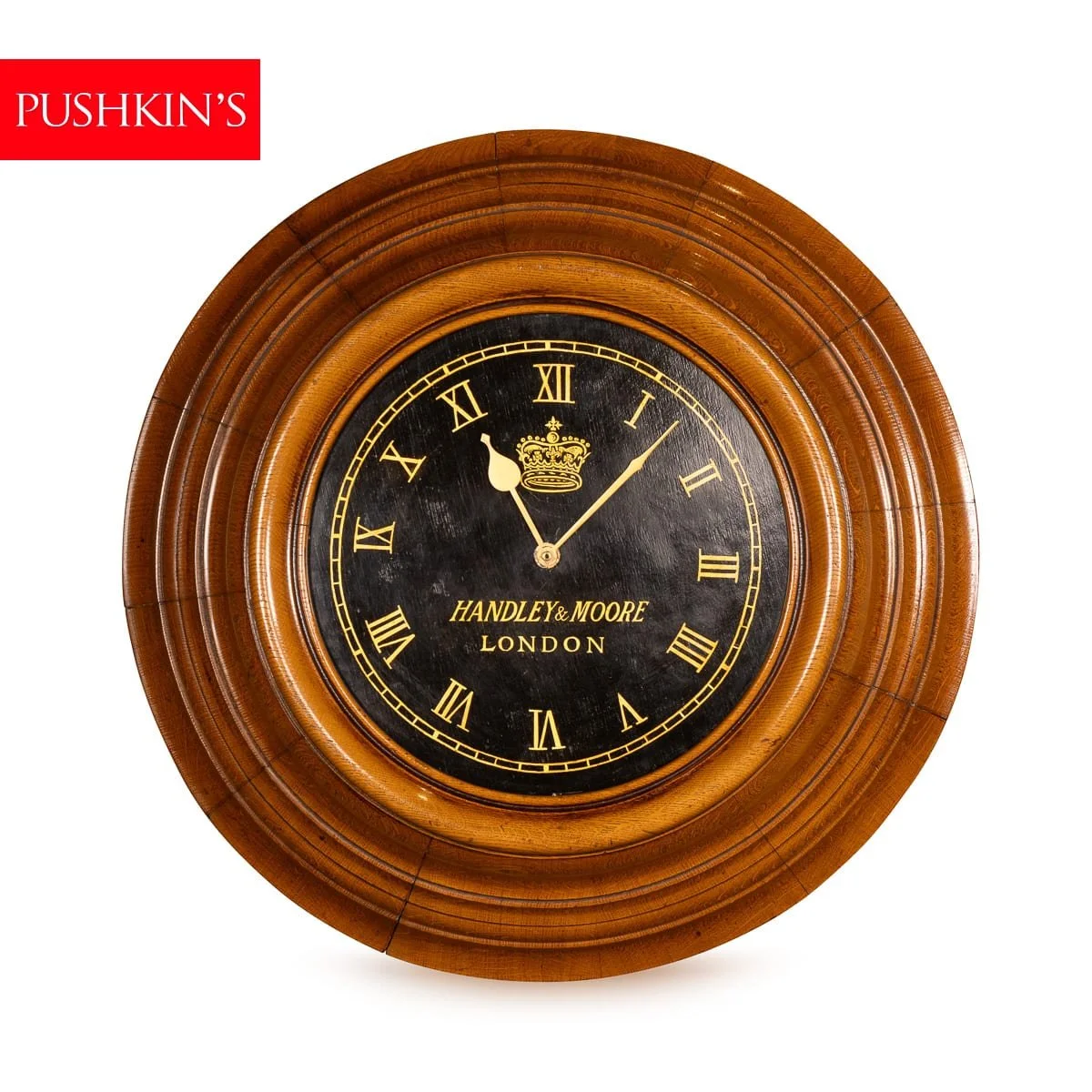 PUSHKINS.COM - Z12105 - ANTIQUE 20thC ENGLISH OAK MOUNTED LARGE WALL CLOCK - 02.jpg