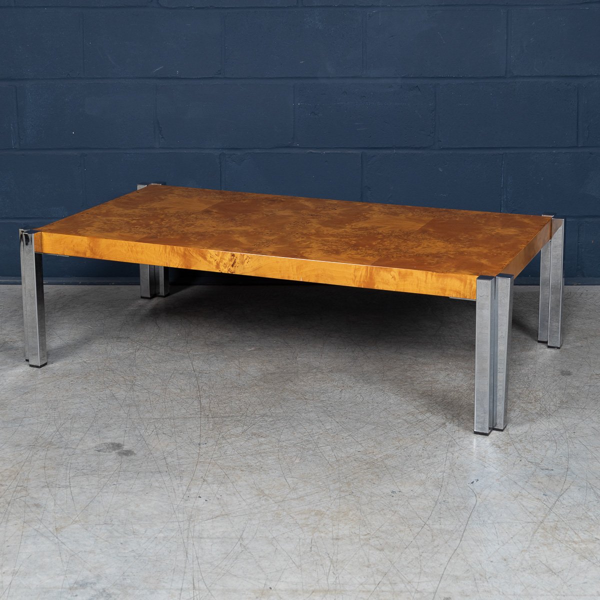 PUSHKINS.COM - B11293 - VINTAGE 20thC ITALIAN CHROME & BURR WALNUT COFFEE TABLE c.1980 - 03.jpg