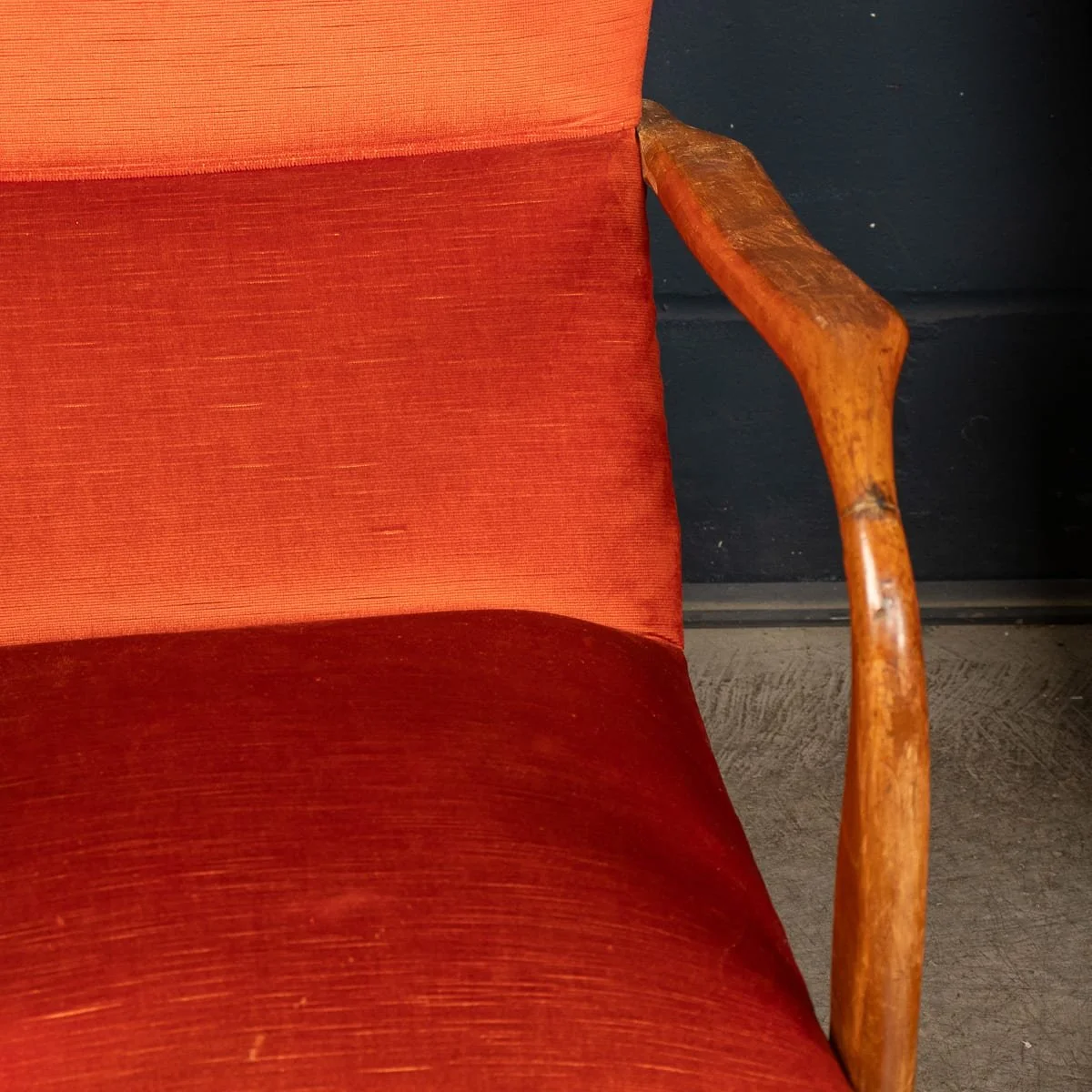 PUSHKINS.COM - B12789 - VINTAGE 20thC ITALIAN RED FABRIC ARMCHAIRS c.1950 - 13.jpg